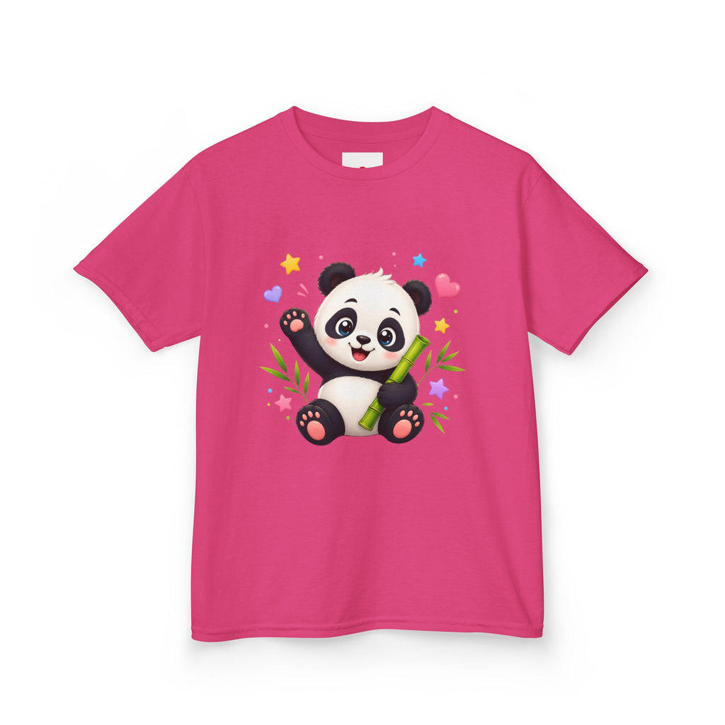 Cute Panda Kids T‑Shirt — Smiling Baby Panda with Hearts & Bamboo