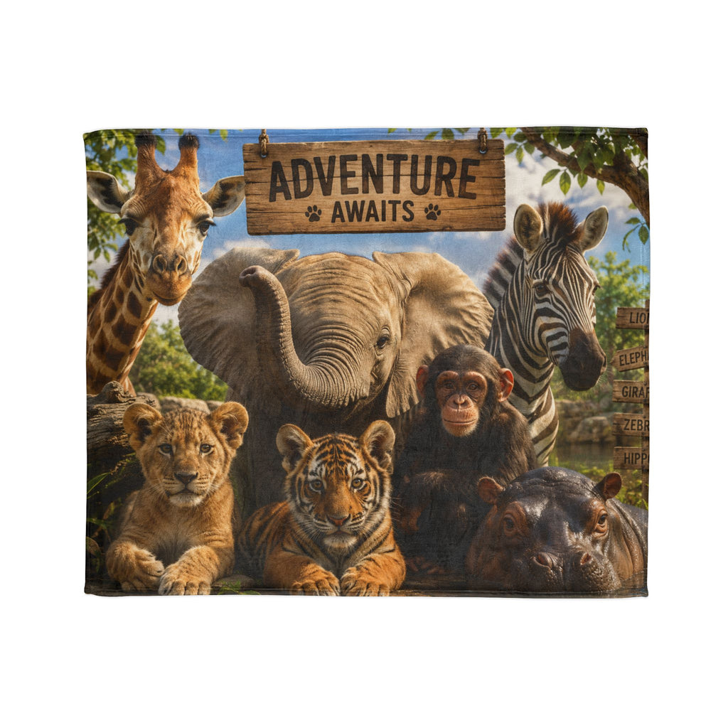 Adventure Awaits Animal Safari Blanket