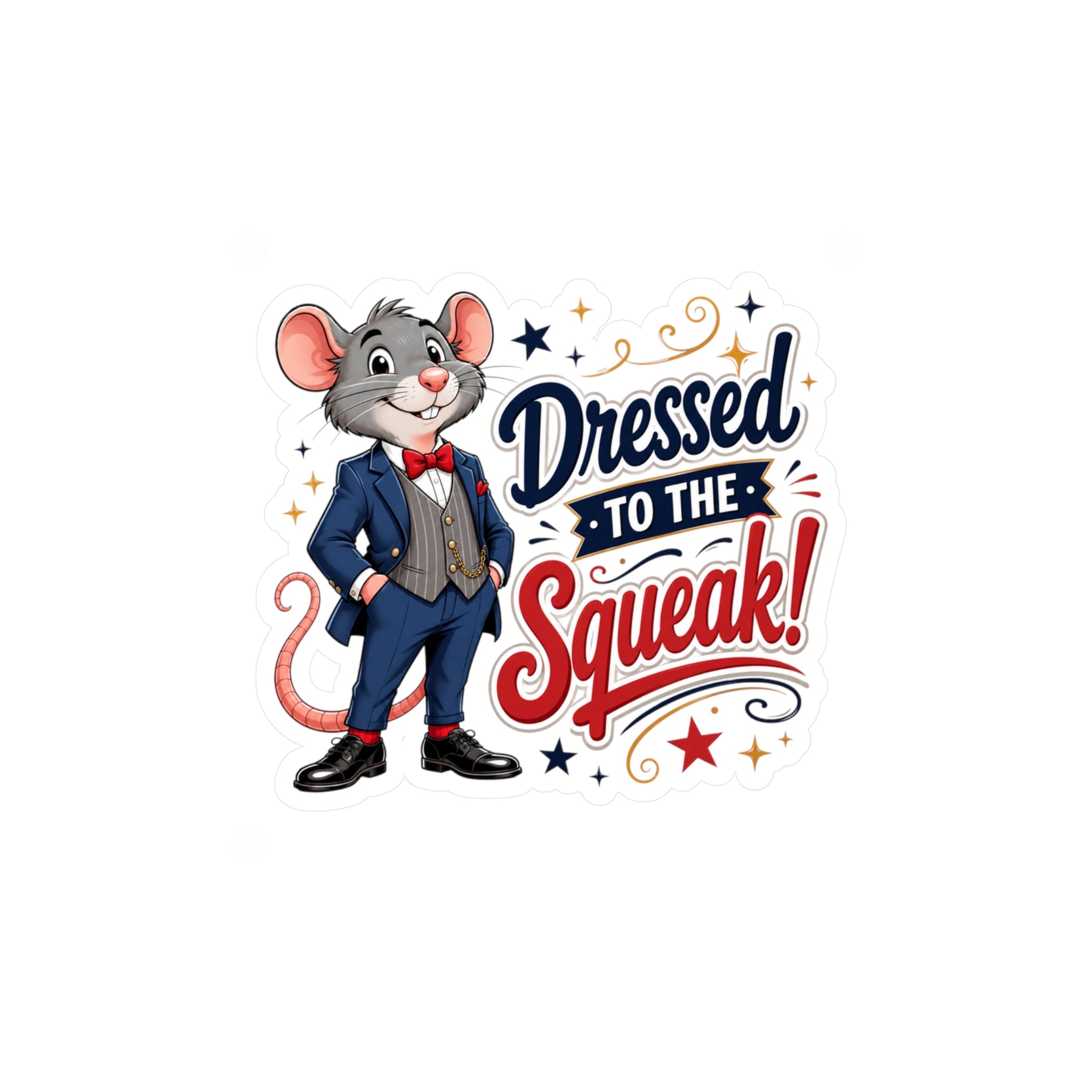 Dressed to the Squeak! Mouse Vinyl Sticker — Cute Dapper Character Kiss-Cut Decal