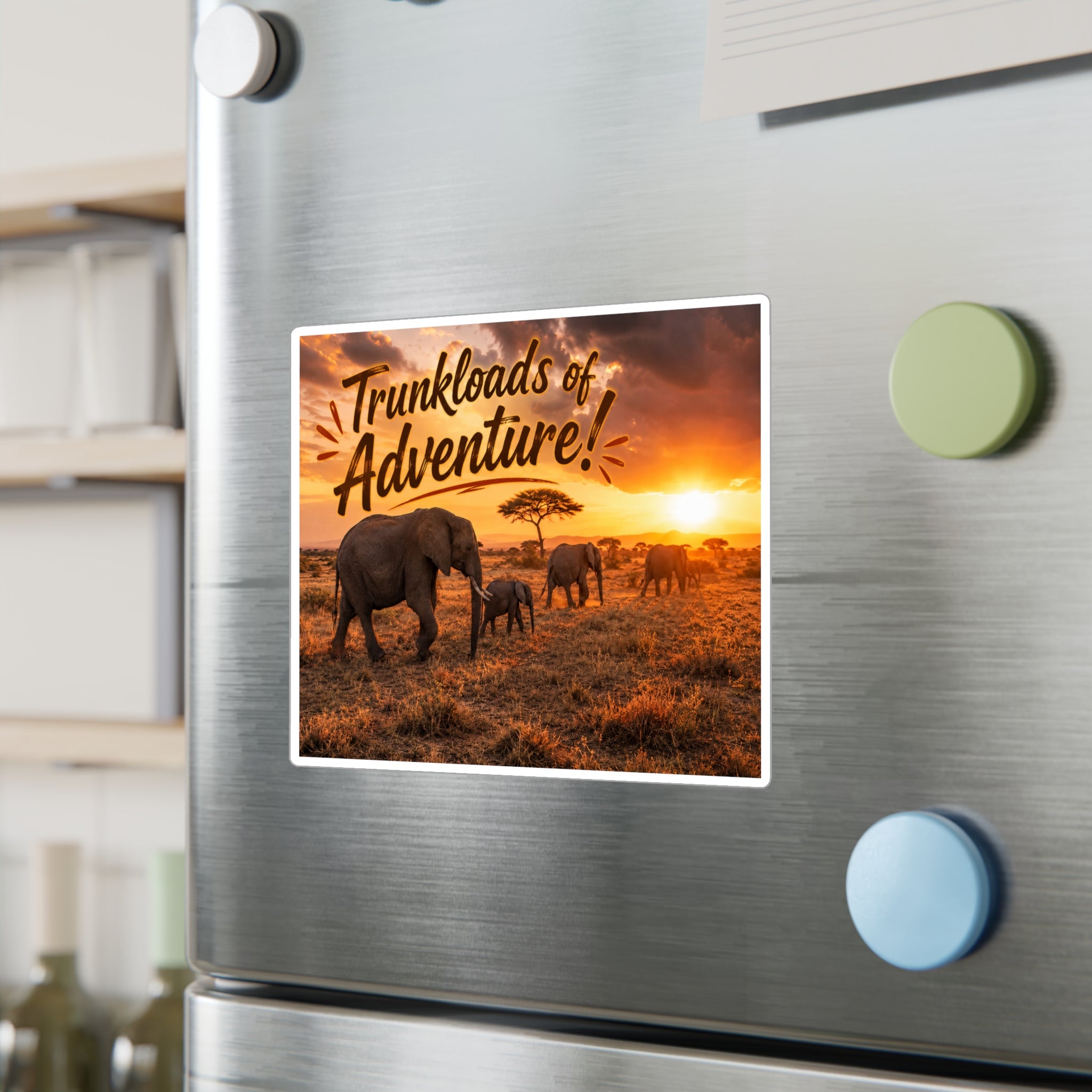 Trunkloads of Adventure Vinyl Sticker — Safari Elephant Kiss-Cut Decal