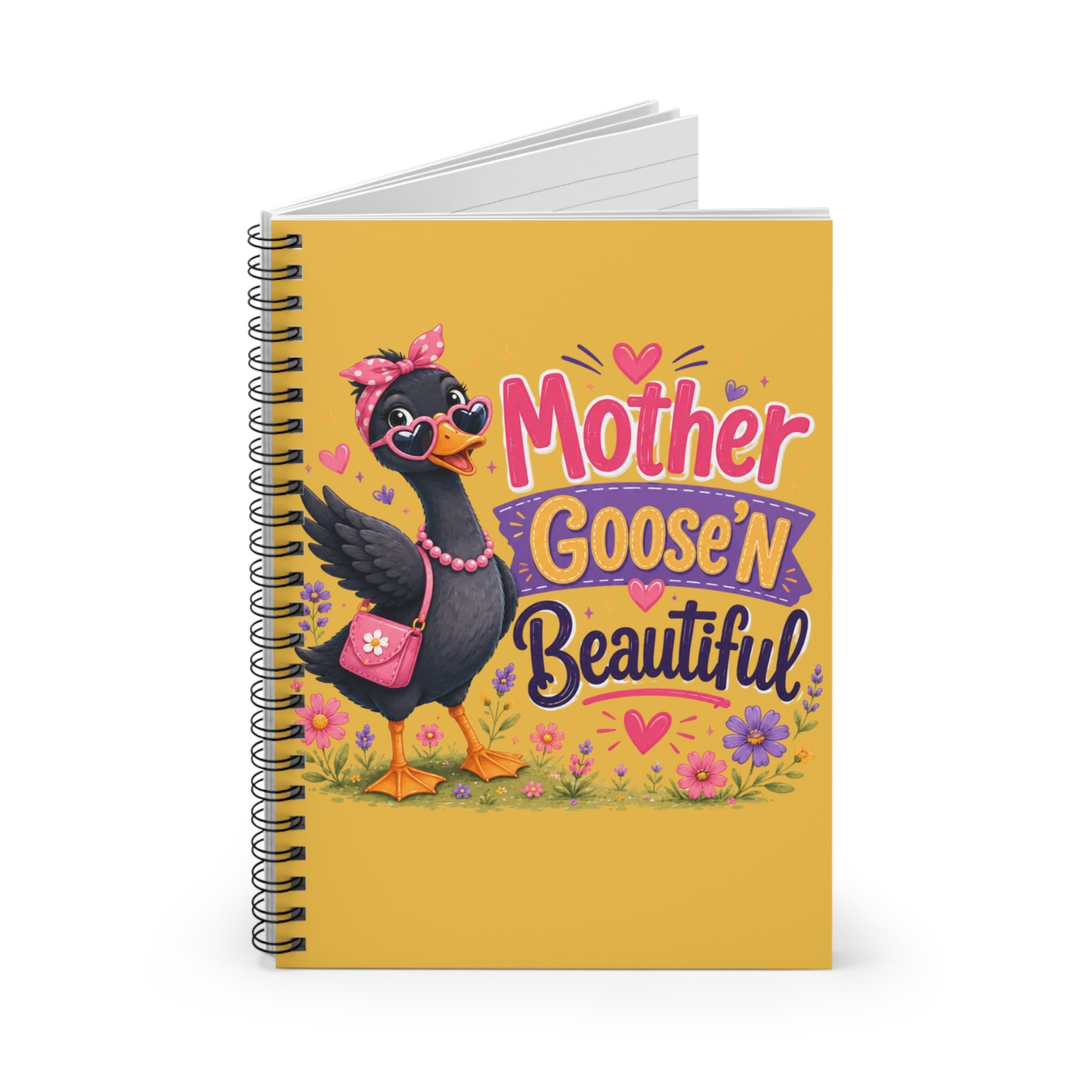 Mother Goose'n Beautiful Spiral Notebook — Cute Floral Mom Journal