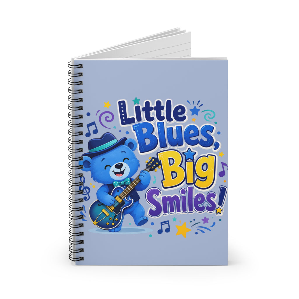 Notebook — "Little Blues, Big Smiles" Cute Blue Bear Guitar Journal