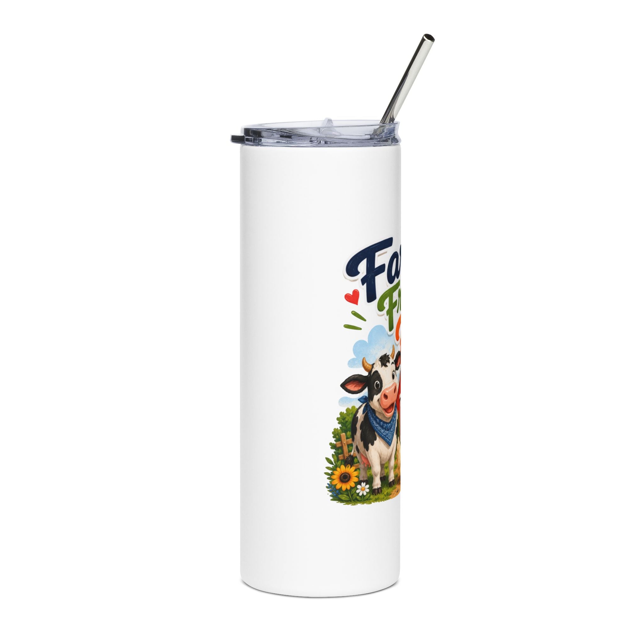 Farm Fresh Fun 20oz Stainless Steel Tumbler — Cute Cow & Pig Farm Design