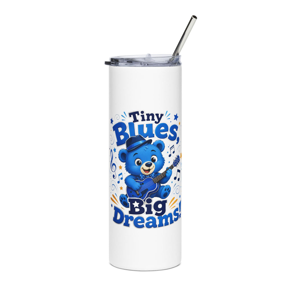 20oz Stainless Tumbler – "Tiny Blues, Big Dreams" Cute Blue Bear Design