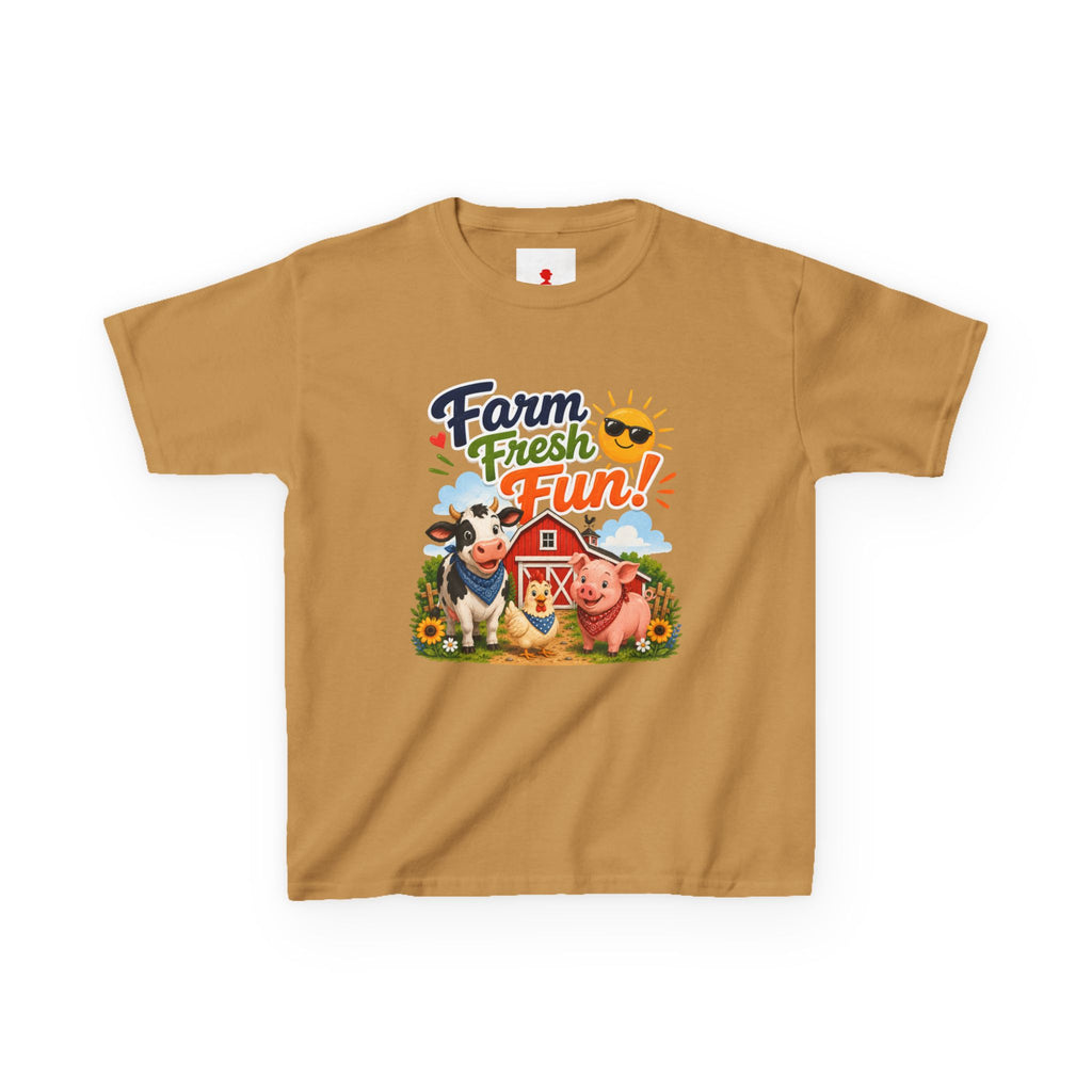 Kids Farm T-Shirt — "Farm Fresh Fun!" Cute Cow & Pig Toddler Tee
