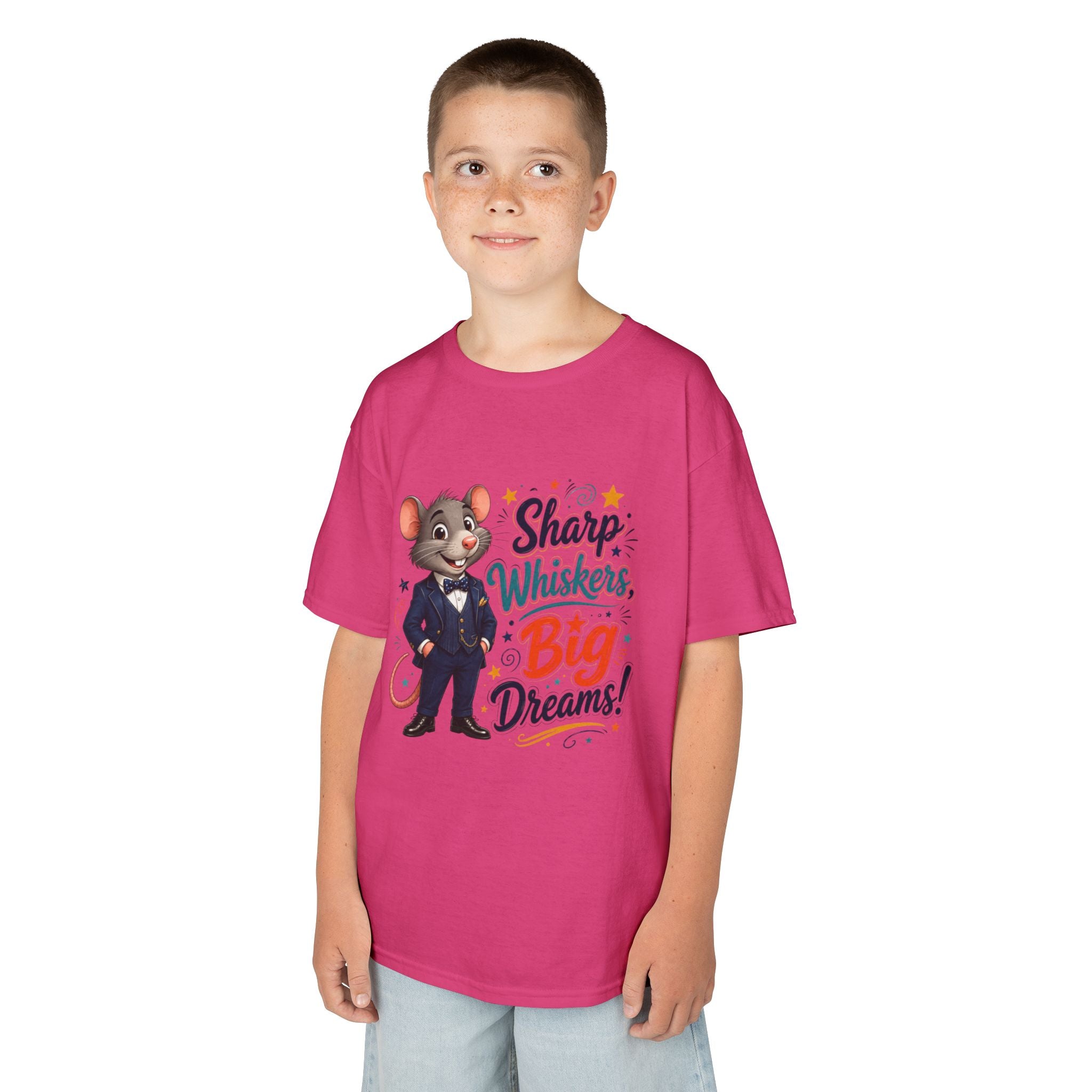 Kids Tee — "Sharp Whiskers, Big Dreams" Mouse Graphic