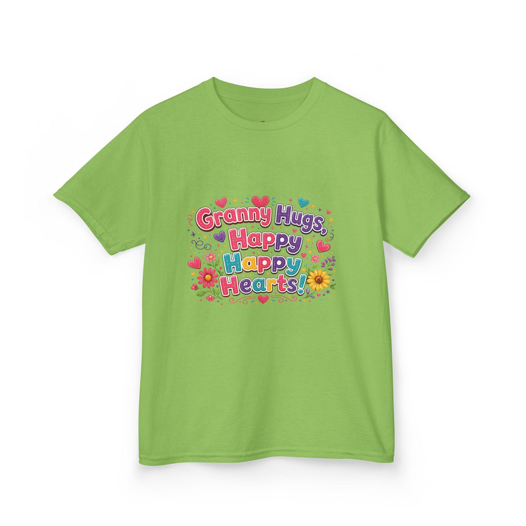 Granny Hugs Happy Hearts Kids Tee | Colorful Floral Kids Shirt