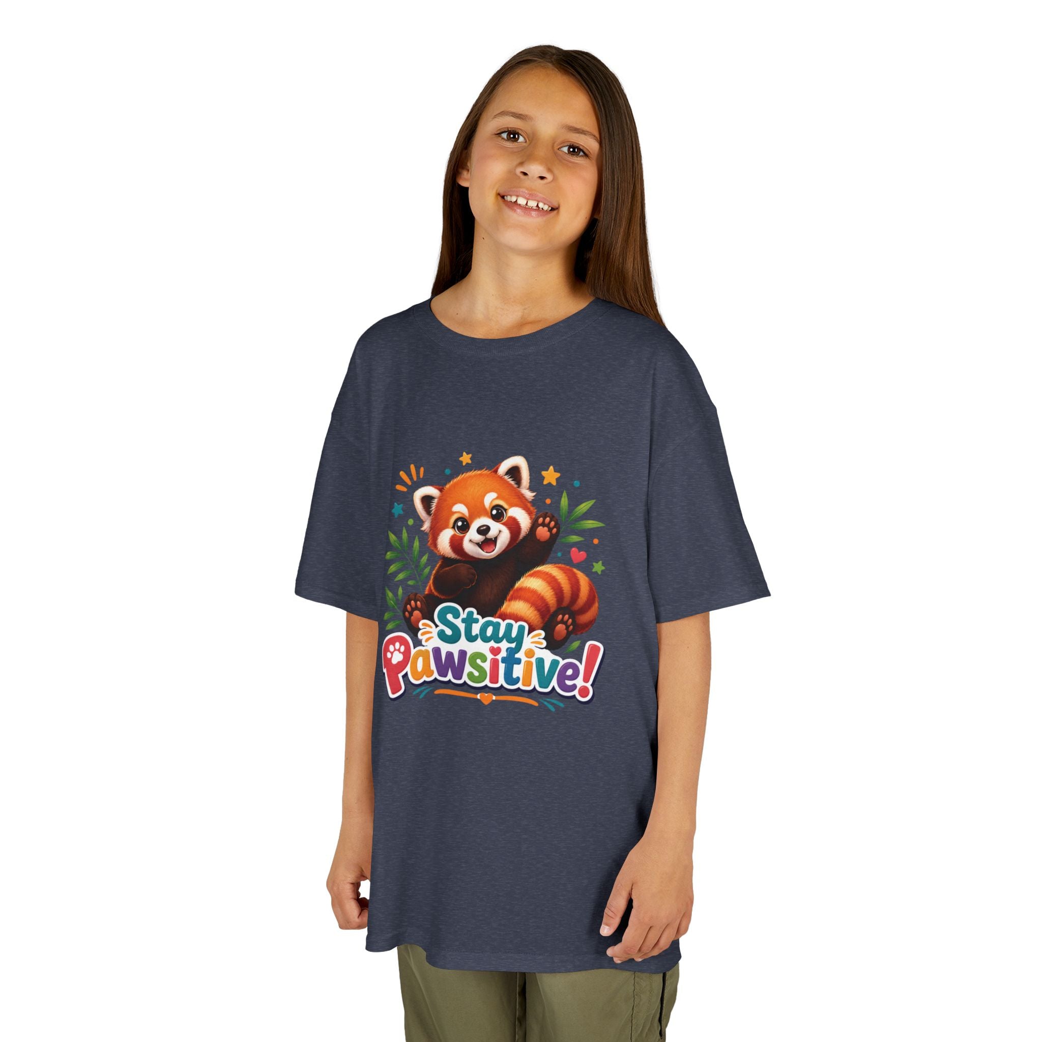 Stay Pawsitive Red Panda Kids Tee | Cute Animal Positive Message