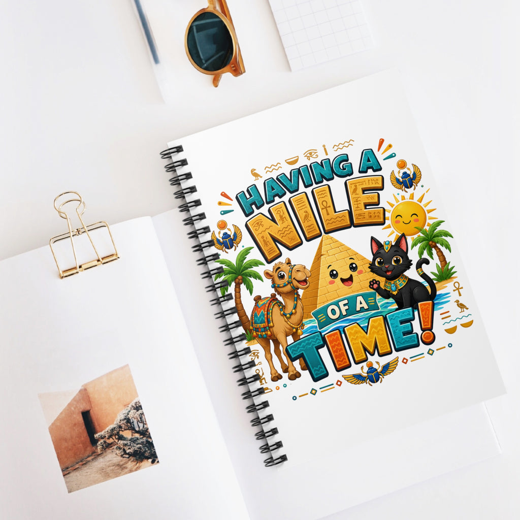 Having a Nile of a Time Spiral Notebook | Egyptian Pyramid Cat Camel Design