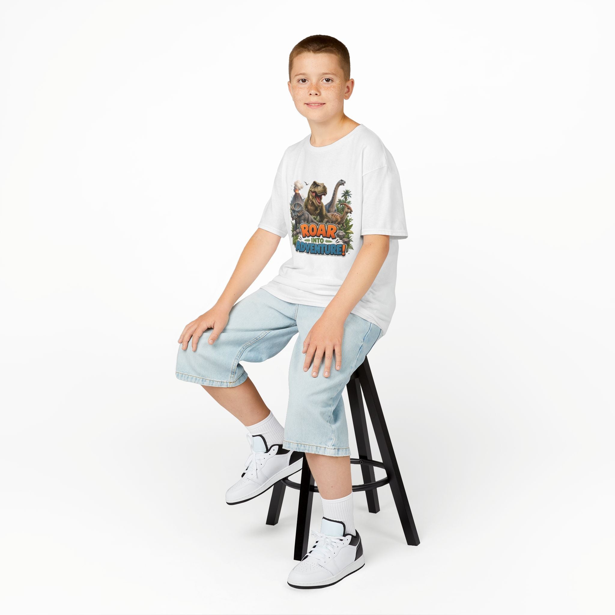 Kids Dinosaur Tee - "Roar Into Adventure" Graphic Shirt for Boys & Girls