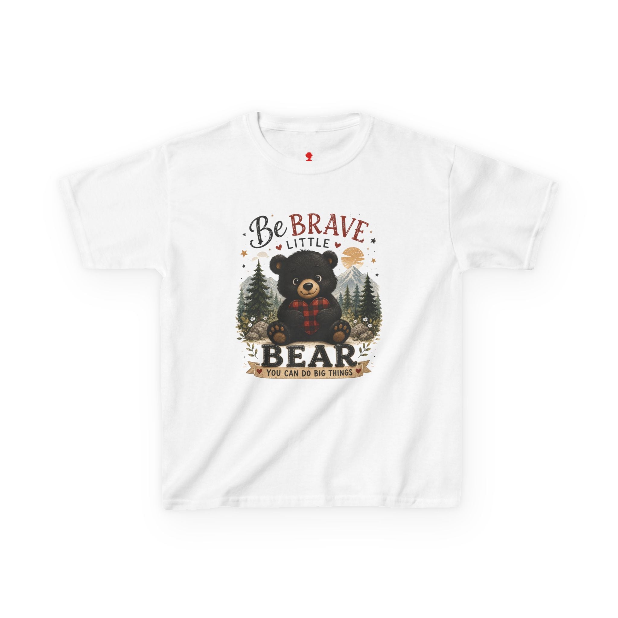 Kids T‑Shirt — "Be Brave Little Bear" Cute Woodland Bear Tee for Children, Inspirational Adventure Gift