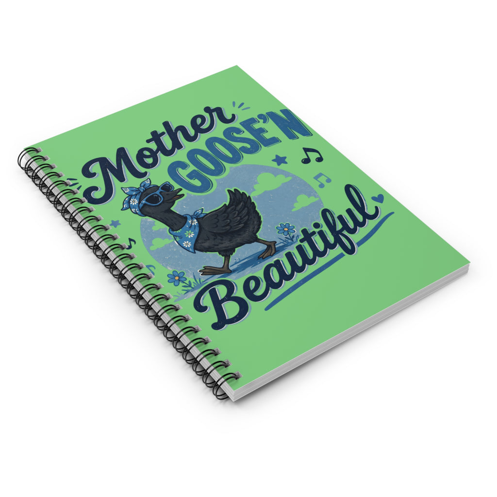 Mother Goose'n Beautiful Spiral Notebook — Cute Duck Illustration Ruled Journal