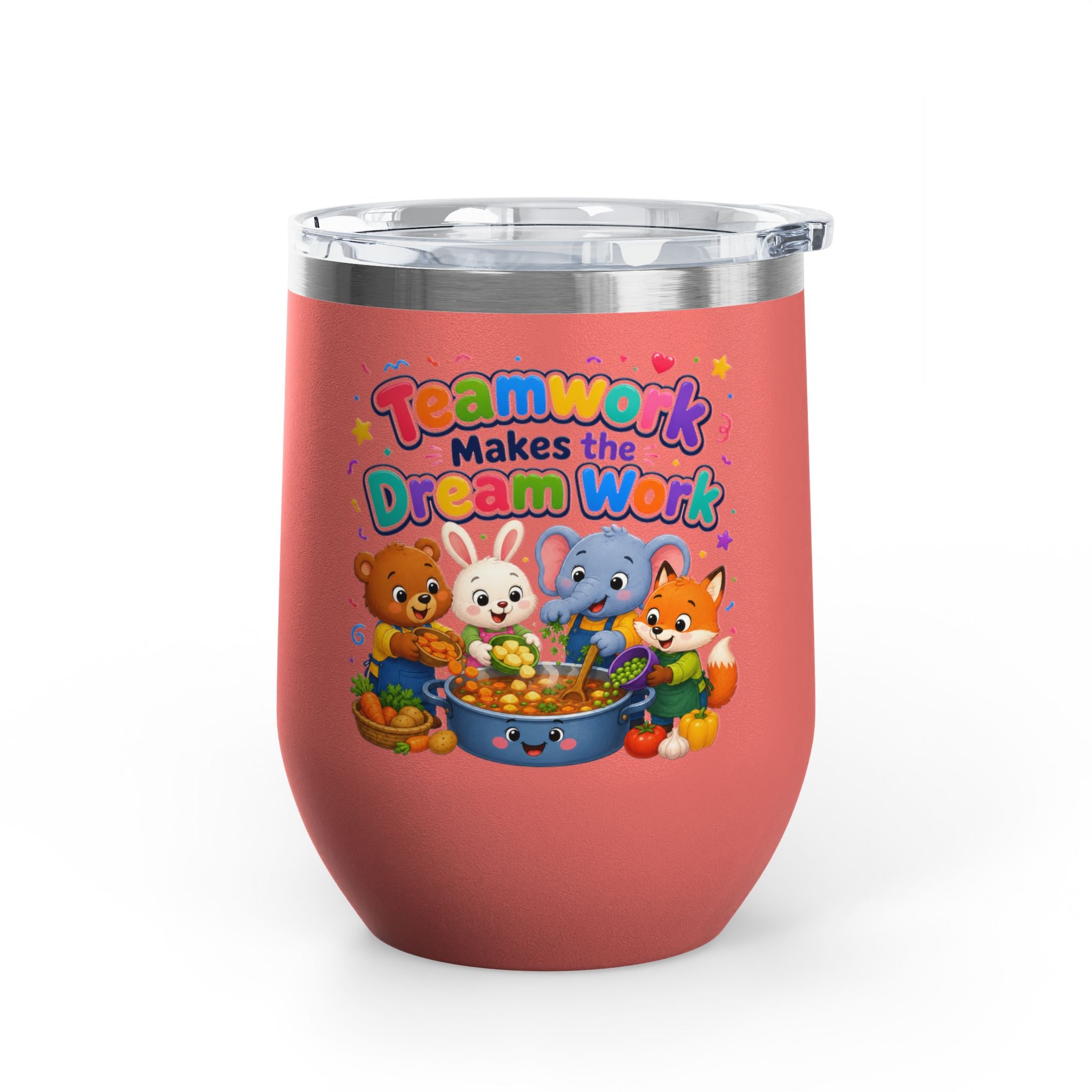 Teamwork Makes the Dream Work Tumbler — 12oz Kids' Cartoon Animal Travel Cup