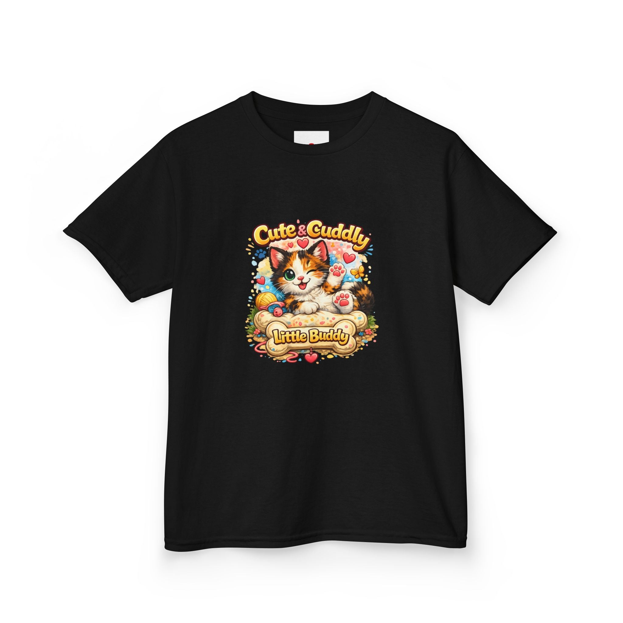 Kids T-Shirt — "Cute & Cuddly Little Buddy" Cat Graphic Tee