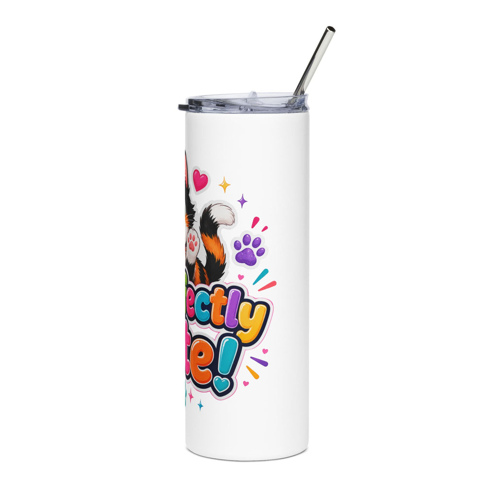 20oz Stainless Tumbler — "Purr-fectly Cute" Calico Kitten Travel Cup