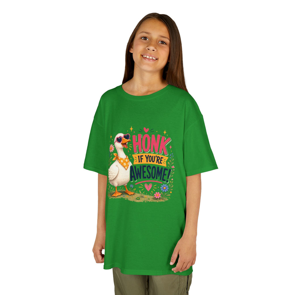 Kids Tee — "Honk If You're Awesome!" Cute Goose Graphic Shirt