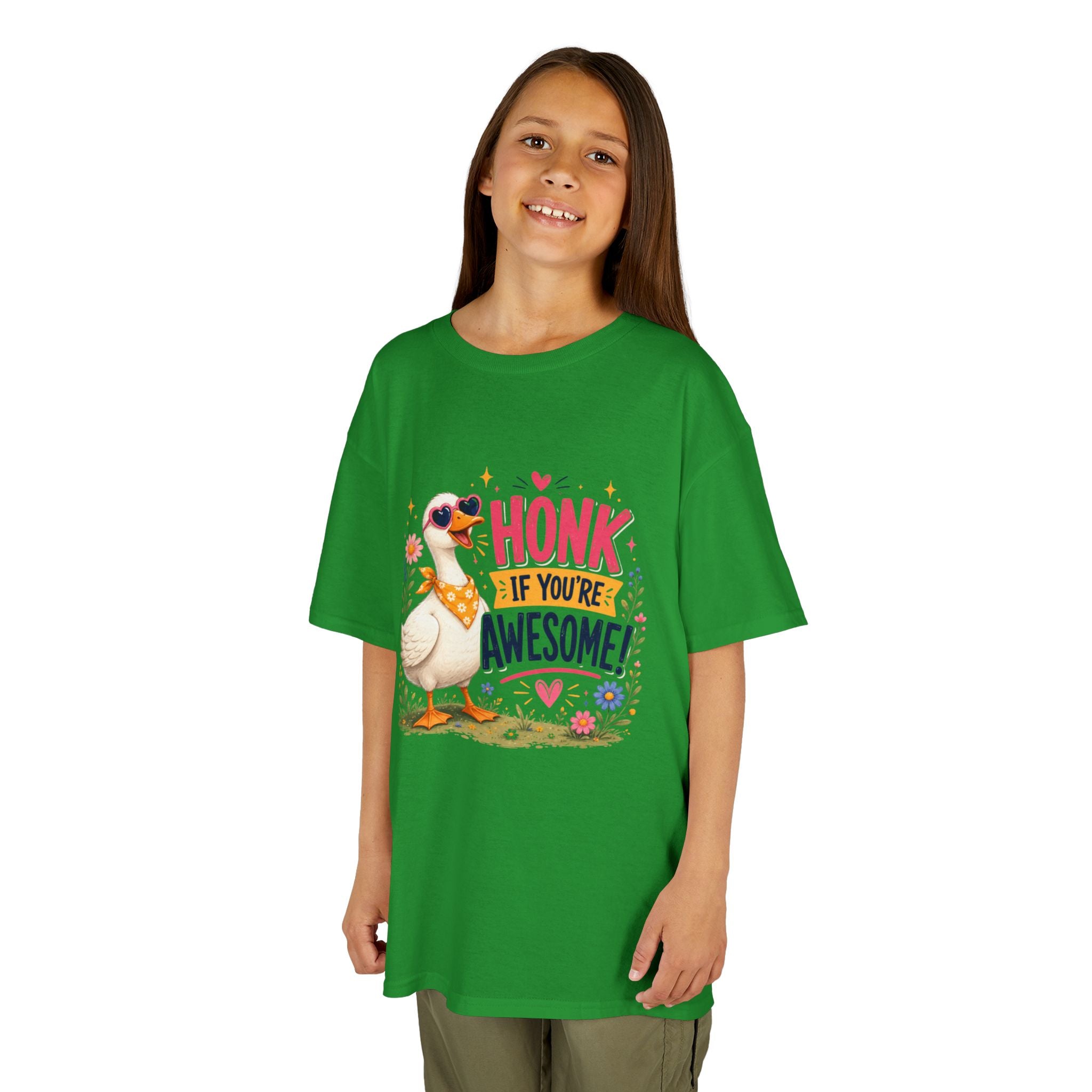 Kids Tee — "Honk If You're Awesome!" Cute Goose Graphic Shirt