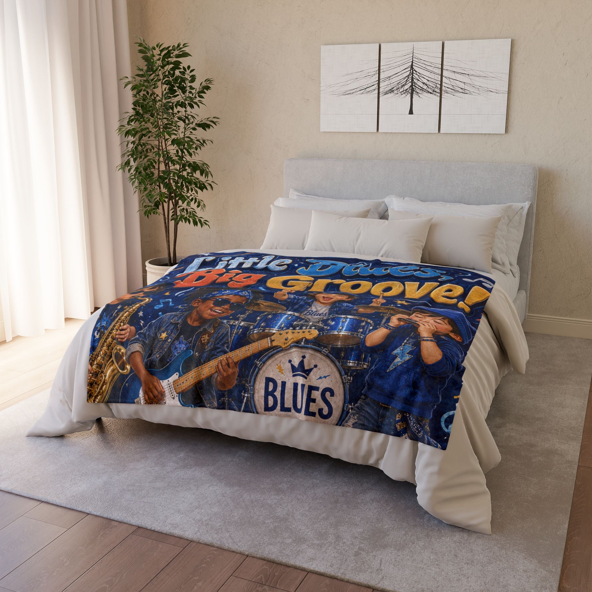 Blanket — "Little Blues, Big Groove!" Kids Blues Band Soft Polyester Blanket