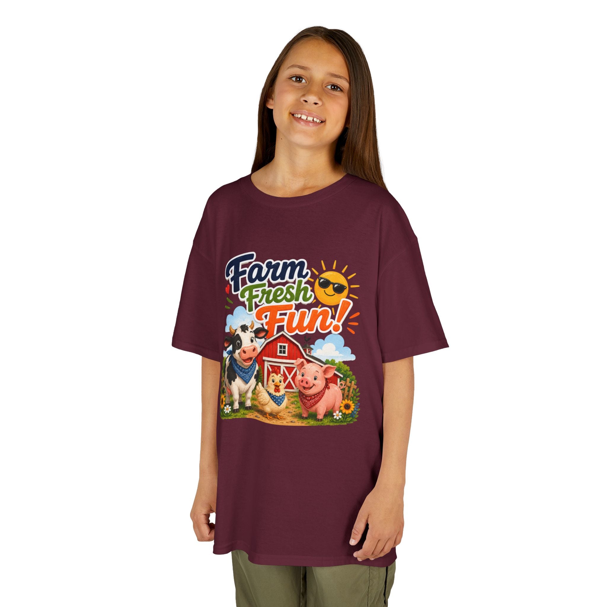 Kids Farm T-Shirt — "Farm Fresh Fun!" Cute Cow & Pig Toddler Tee