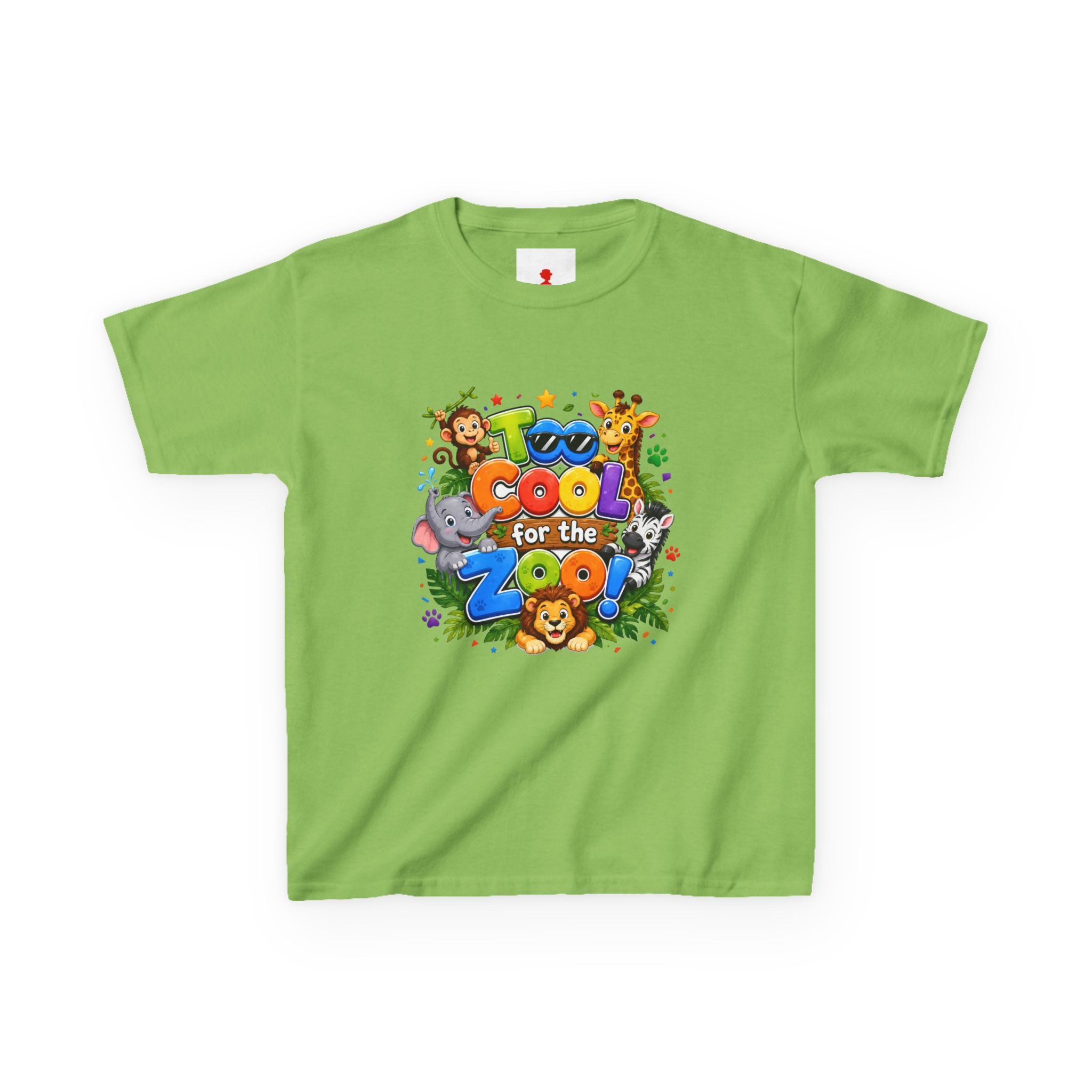 Kids Tee — "Too Cool for the Zoo" Colorful Animal Graphic