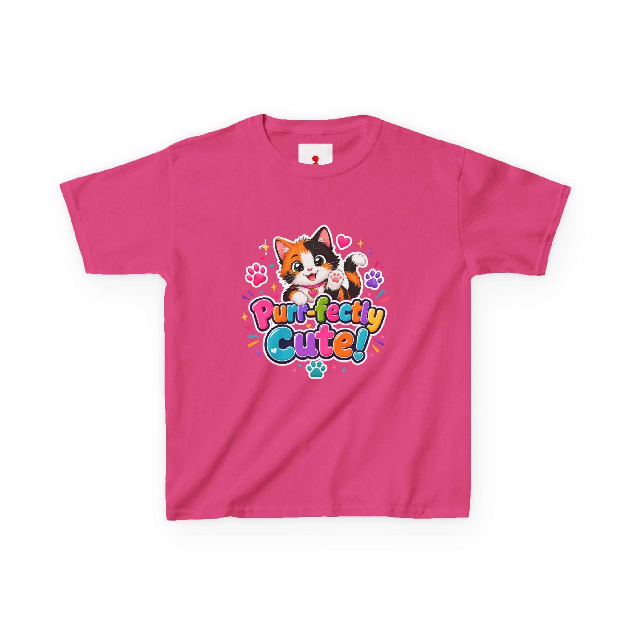 Kids T-Shirt — “Purr-fectly Cute!” Calico Kitten Graphic Tee for Children