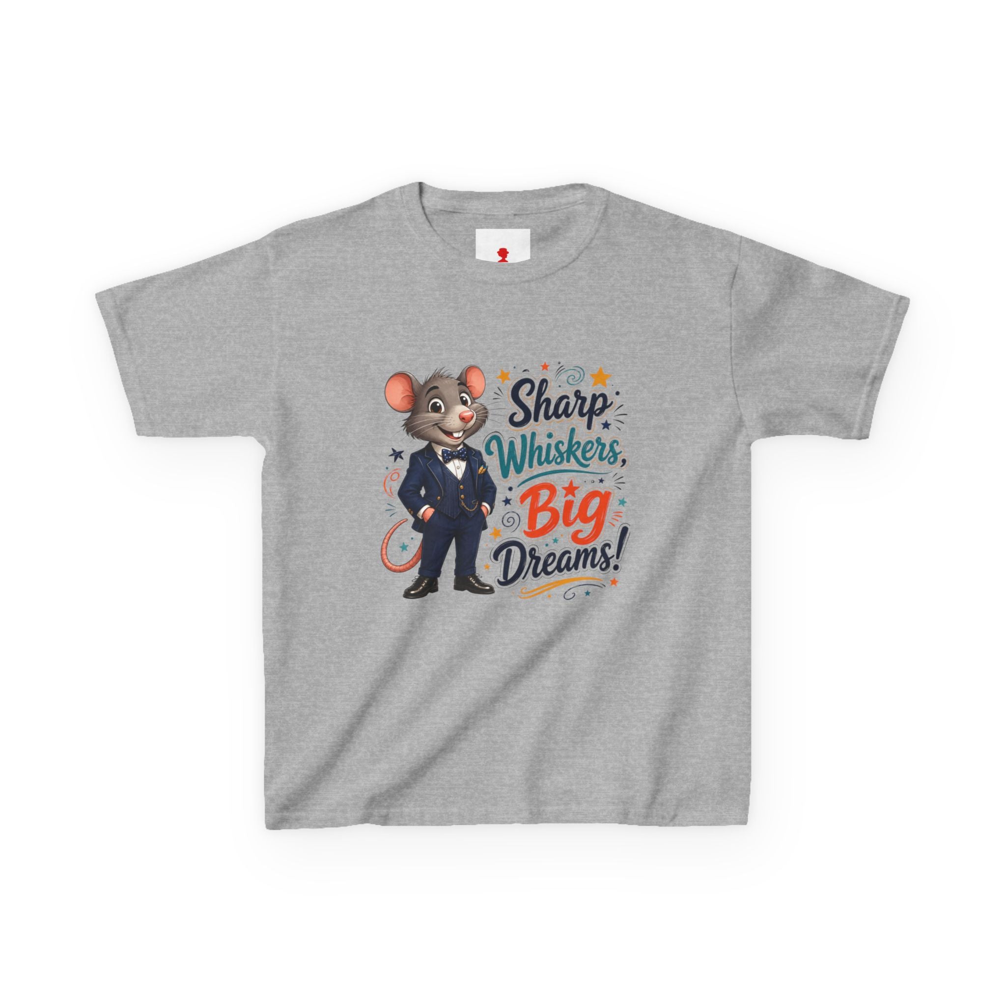 Kids Tee — "Sharp Whiskers, Big Dreams" Mouse Graphic