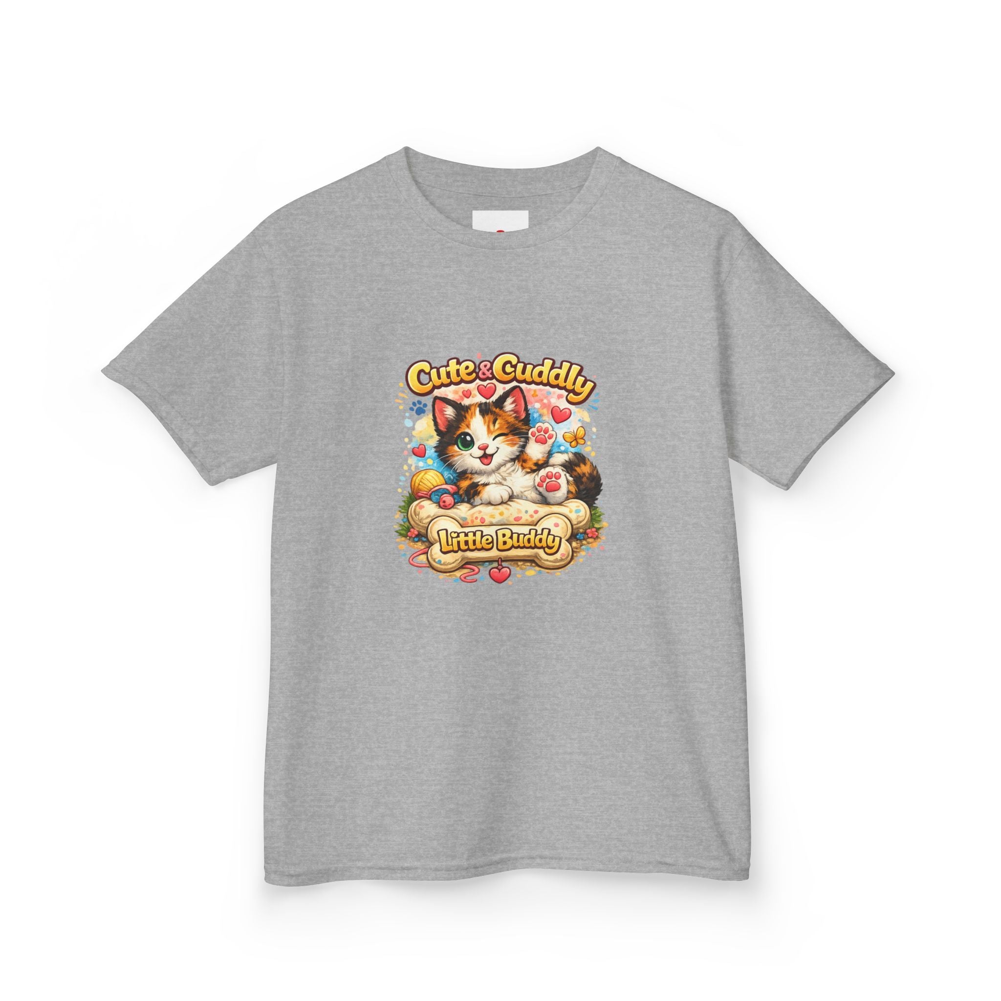Kids T-Shirt — "Cute & Cuddly Little Buddy" Cat Graphic Tee