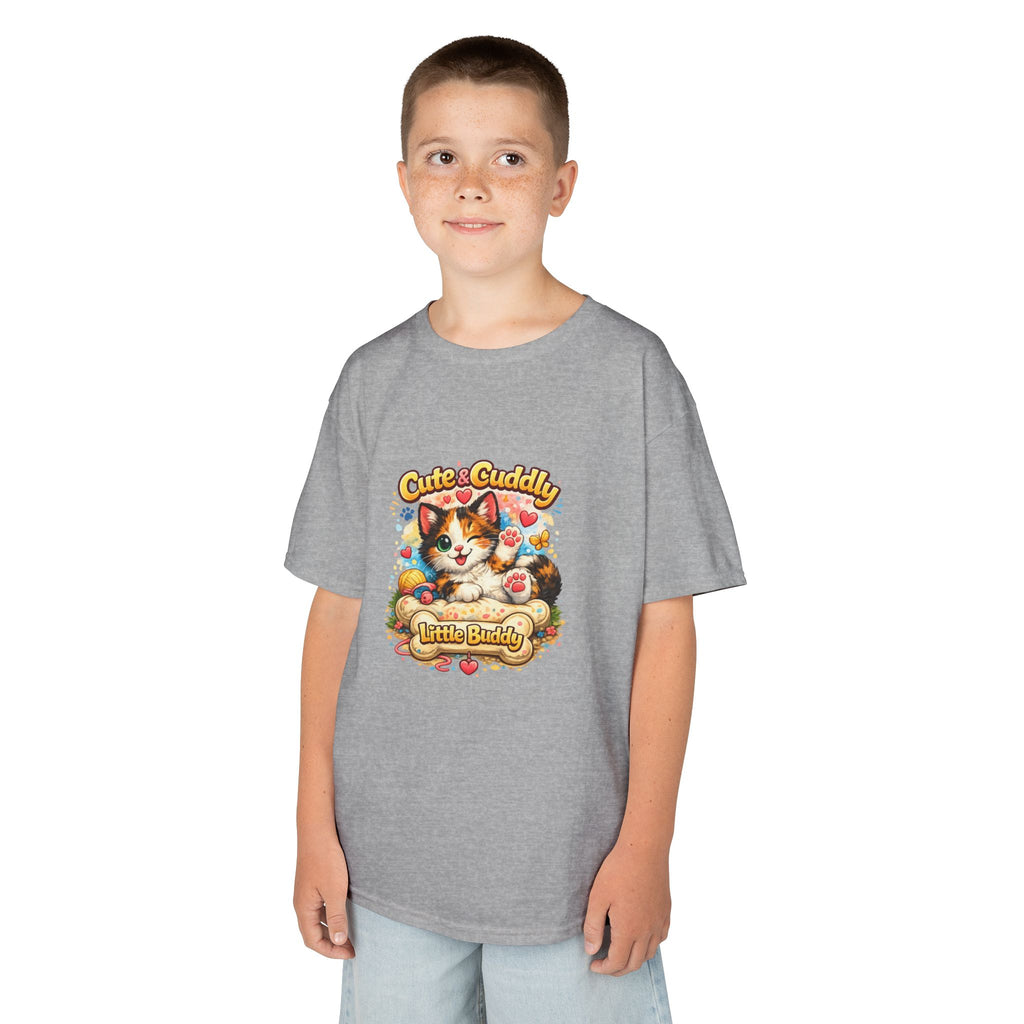 Kids T-Shirt — "Cute & Cuddly Little Buddy" Cat Graphic Tee