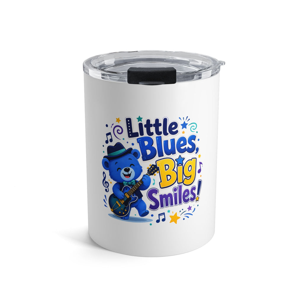 10oz Insulated Tumbler — “Little Blues, Big Smiles” Kids Music Bear Design