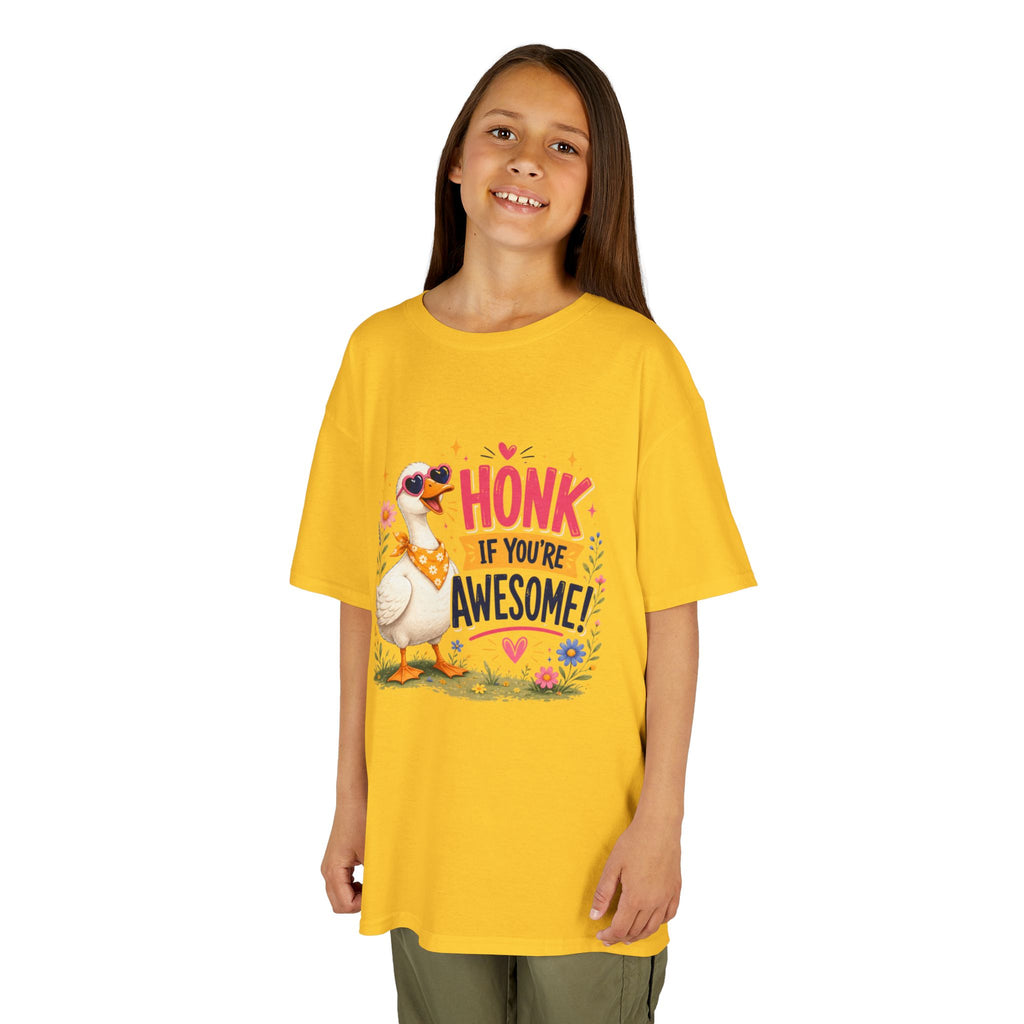 Kids Tee — "Honk If You're Awesome!" Cute Goose Graphic Shirt