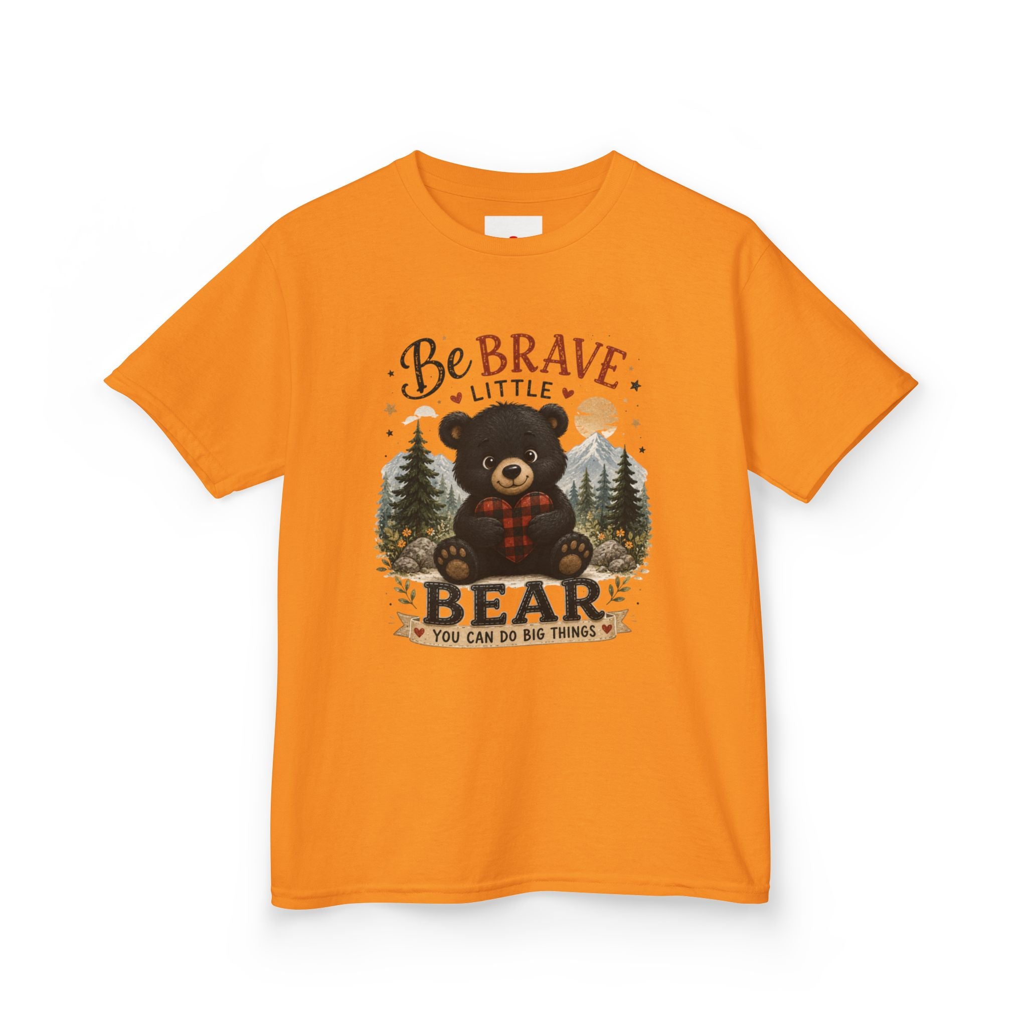 Kids T‑Shirt — "Be Brave Little Bear" Cute Woodland Bear Tee for Children, Inspirational Adventure Gift