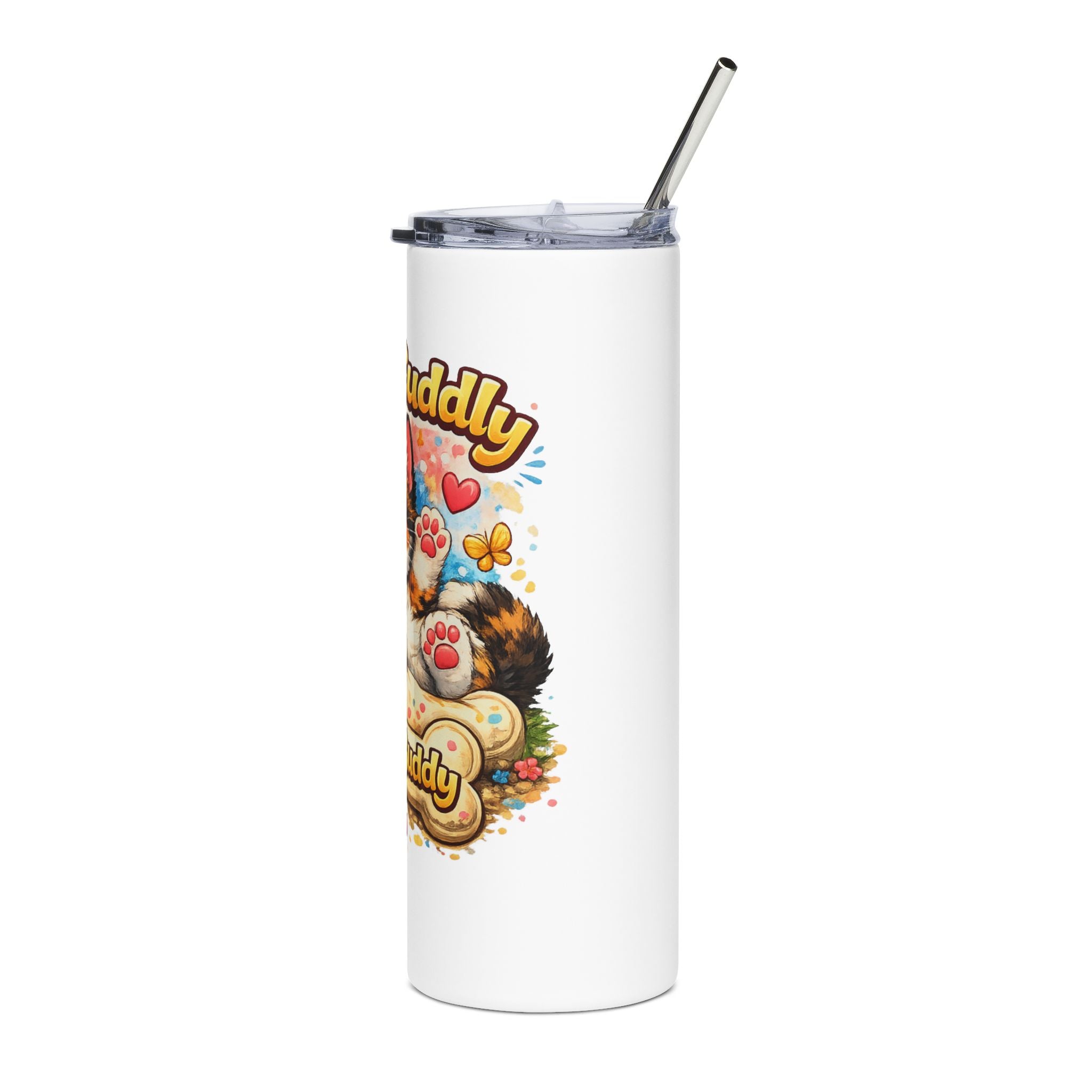 Cute & Cuddly Cat Tumbler – 'Little Buddy' 20oz Stainless Steel Travel Cup