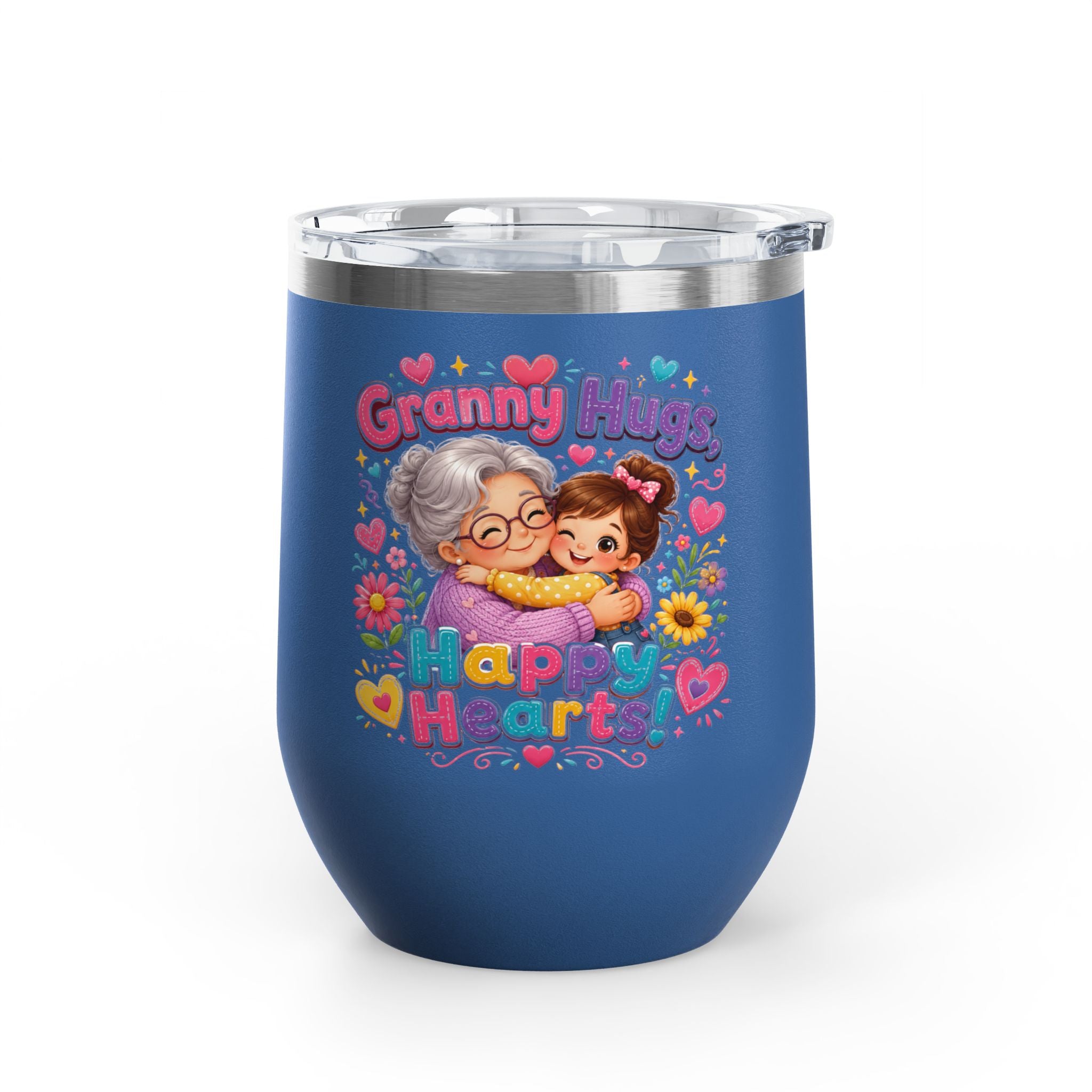 Granny Hugs Happy Hearts 12oz Tumbler — Cute Grandma & Grandchild Gift