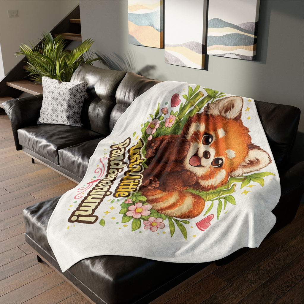 Red Panda Illustration Just A Little Panda-monium Blanket | Cute Animal Throw