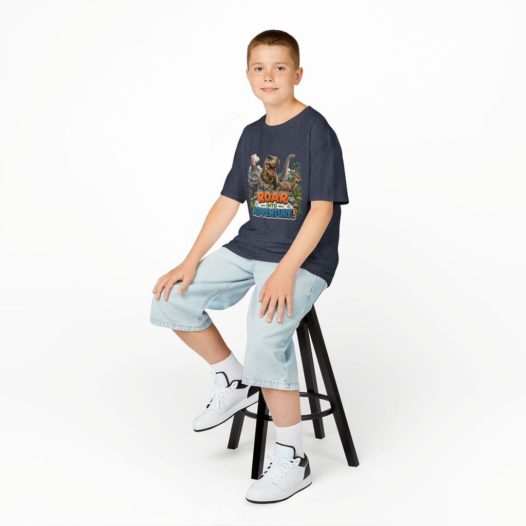 Kids Dinosaur Tee - "Roar Into Adventure" Graphic Shirt for Boys & Girls