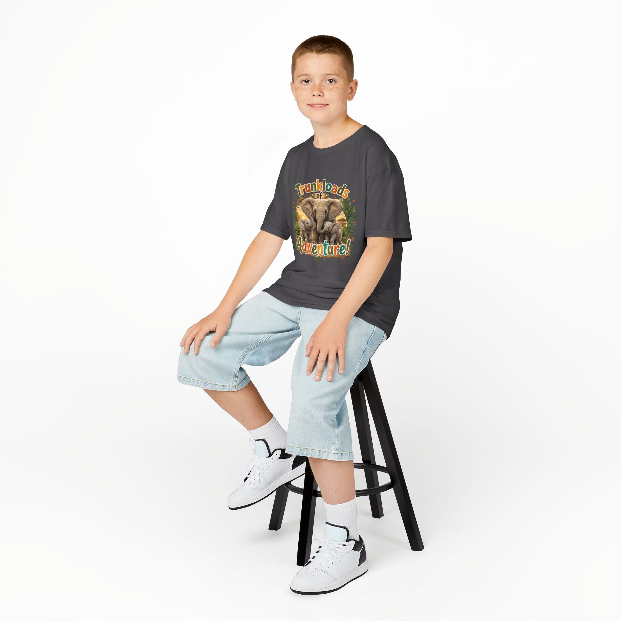 Kids Tee - "Trunkloads of Adventure" Elephant Graphic
