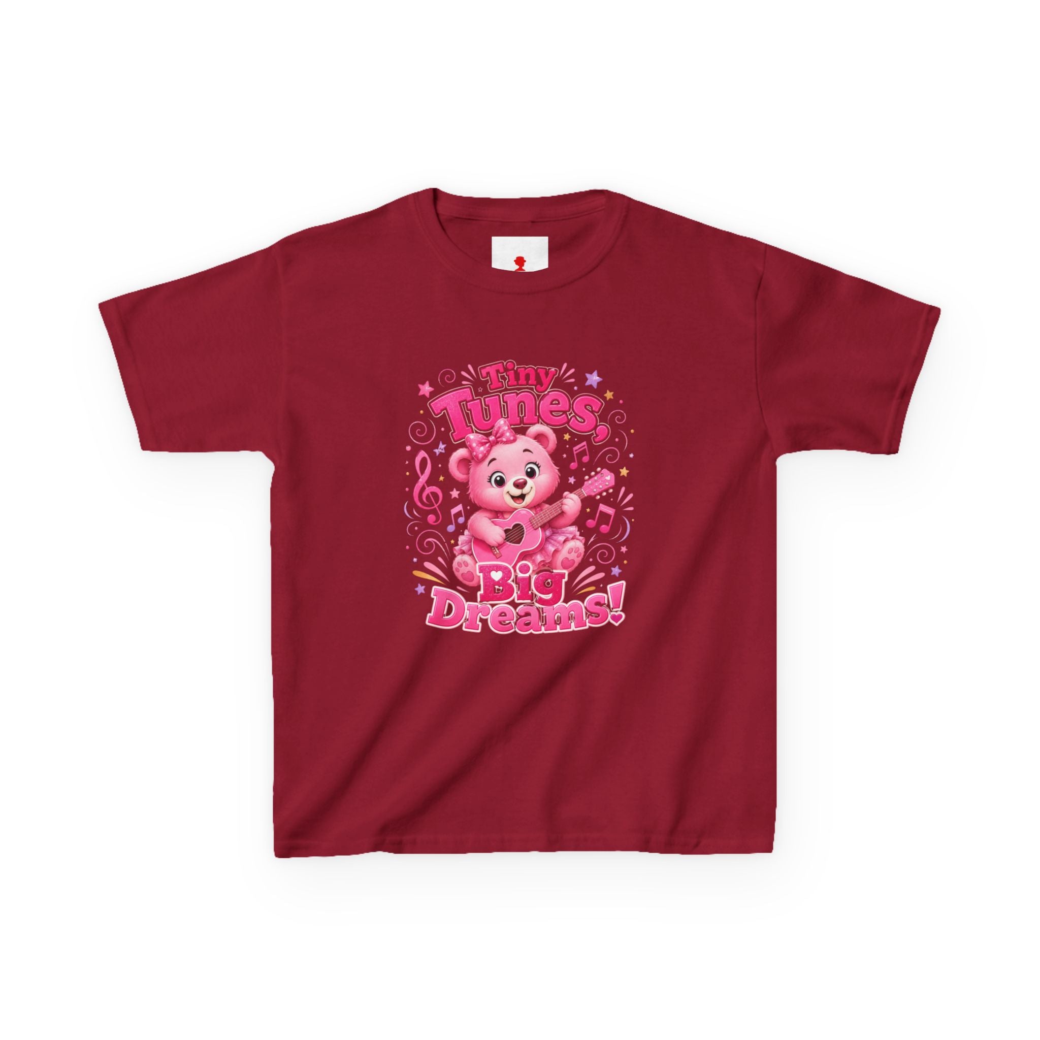 Kids T-Shirt — "Tiny Tunes, Big Dreams" Cute Pink Bear Music Tee