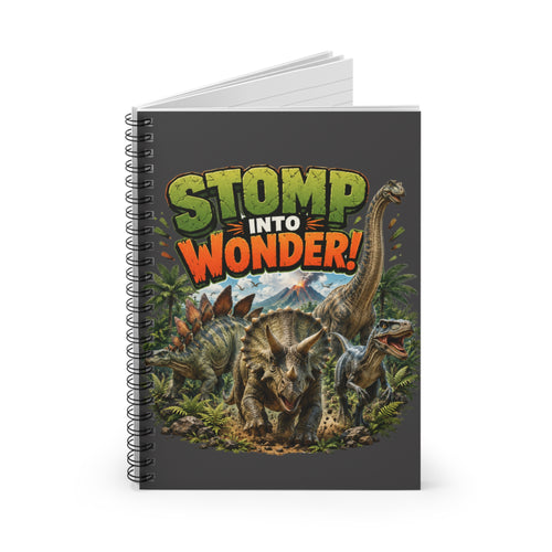 Dinosaur "Stomp Into Wonder" Spiral Notebook — Ruled Journal for Kids & Dino Lovers