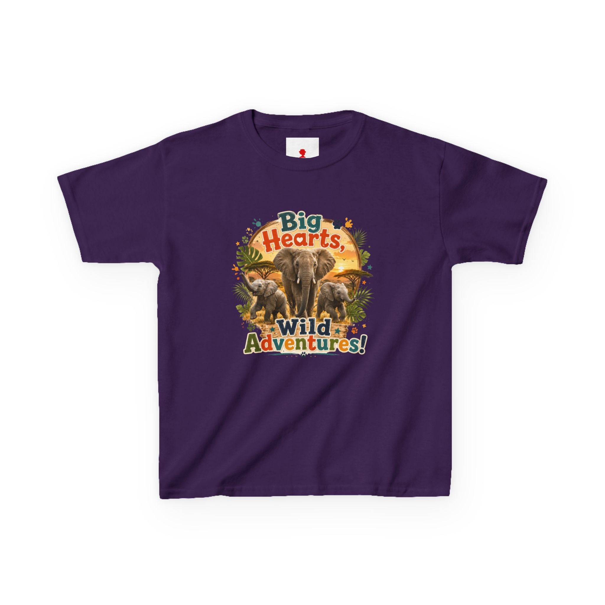 Kids T-Shirt — “Big Hearts, Wild Adventures!” Elephant Safari Shirt for Kids, Cute Animal Adventure Tee
