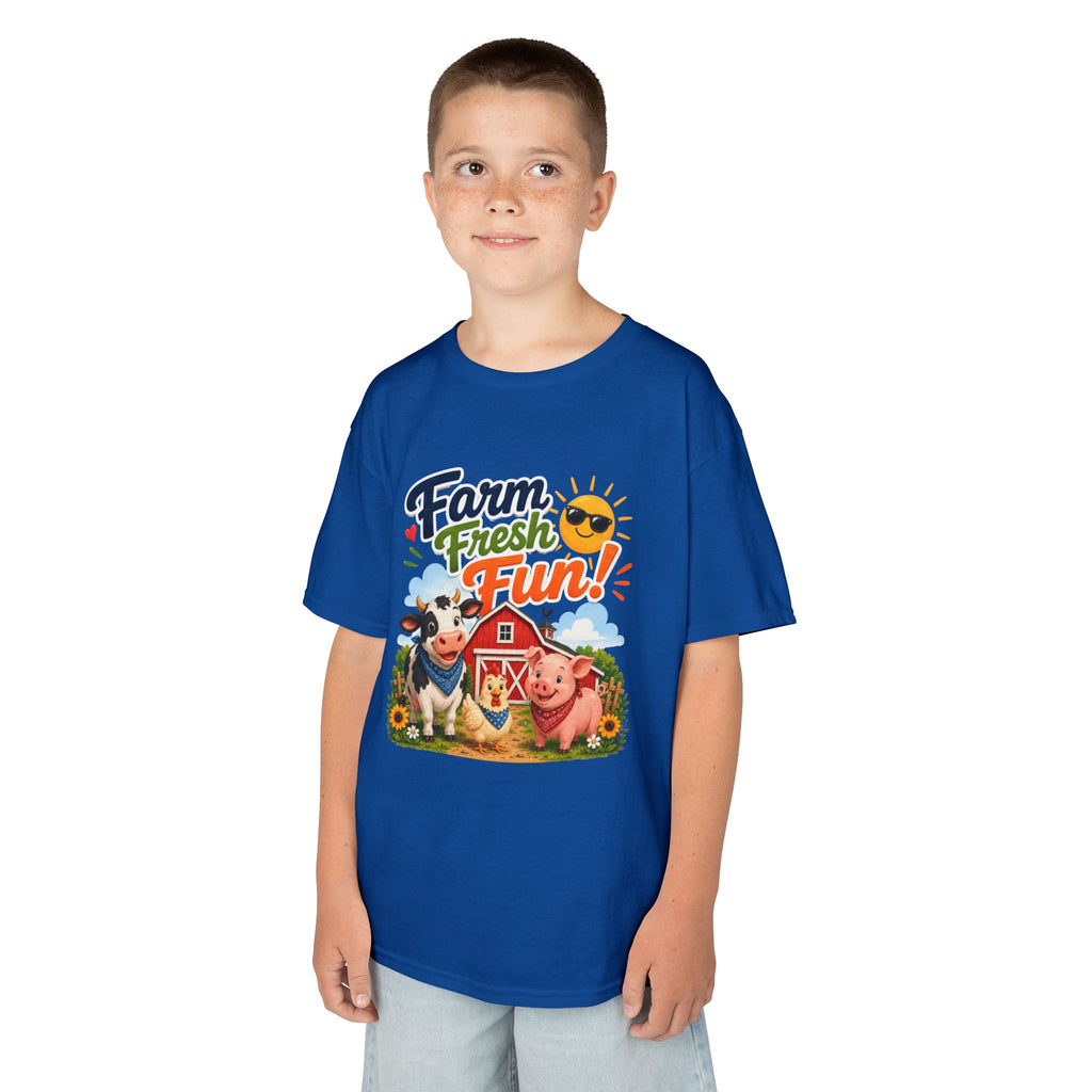 Kids Farm T-Shirt — "Farm Fresh Fun!" Cute Cow & Pig Toddler Tee