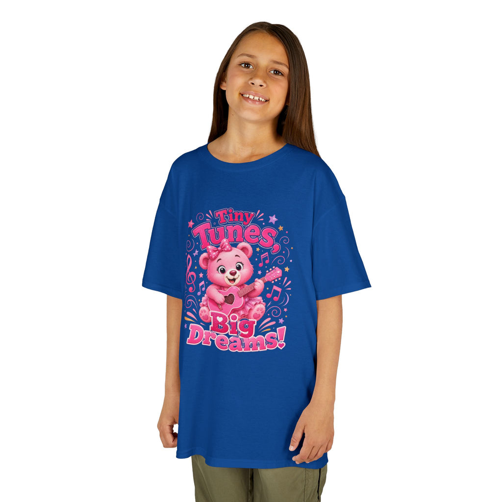 Kids T-Shirt — "Tiny Tunes, Big Dreams" Cute Pink Bear Music Tee