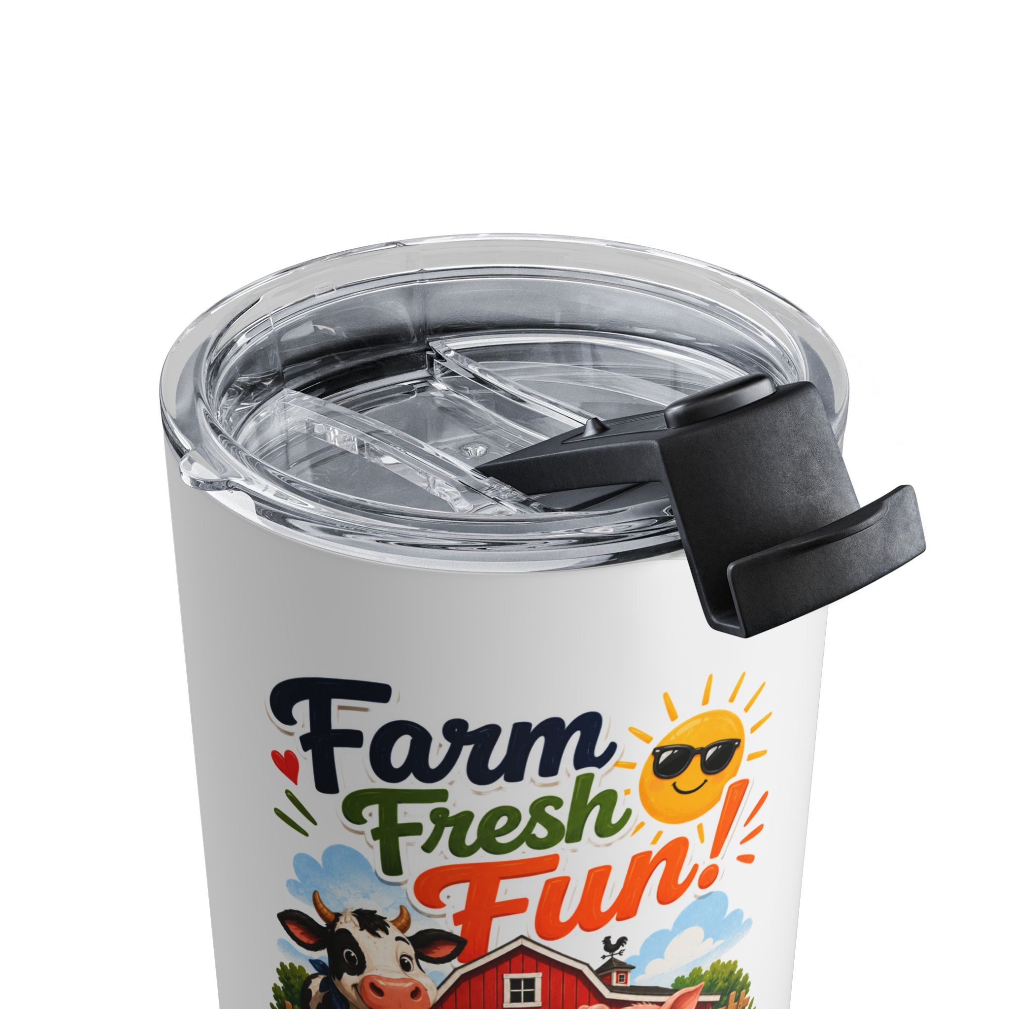 10oz Farm Fresh Fun Tumbler — Cute Barnyard Cow Pig Chick Insulated Mug