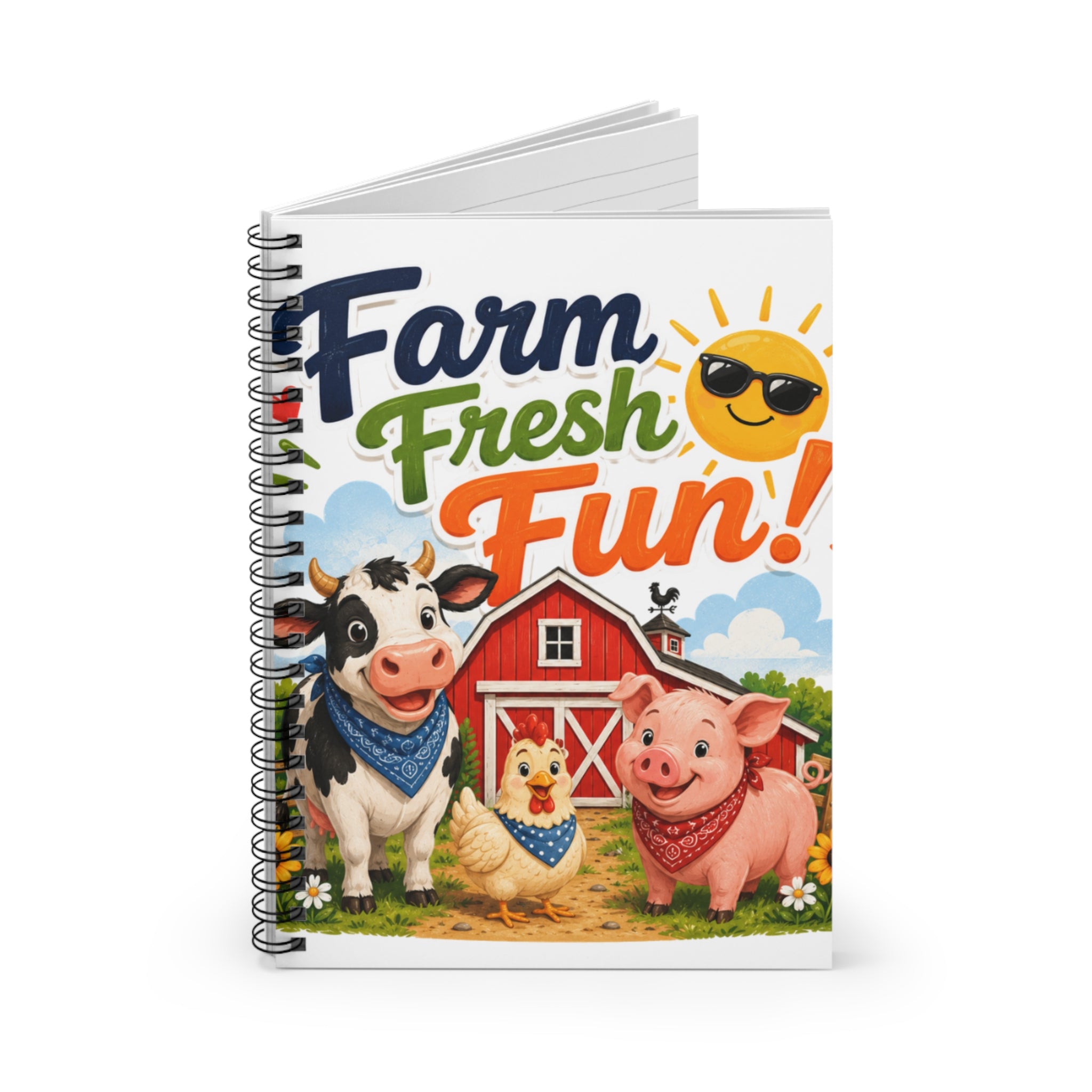 Farm Fresh Fun! Spiral Notebook — Cute Barnyard Cow, Pig & Chicken Journal