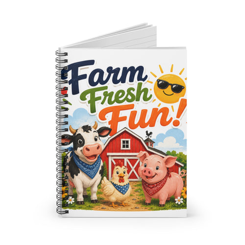 Farm Fresh Fun! Spiral Notebook — Cute Barnyard Cow, Pig & Chicken Journal