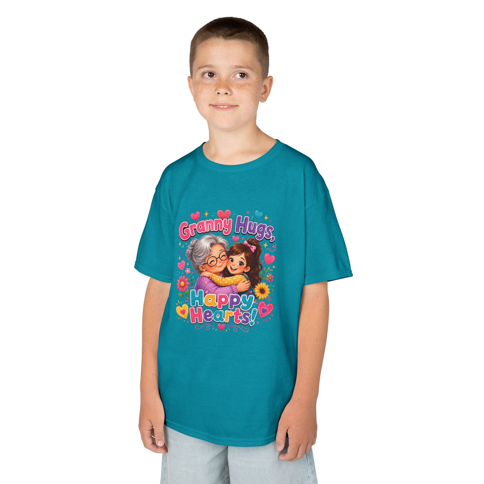 Granny Hugs Happy Hearts Tee | Grandma Grandchild Cute Illustration