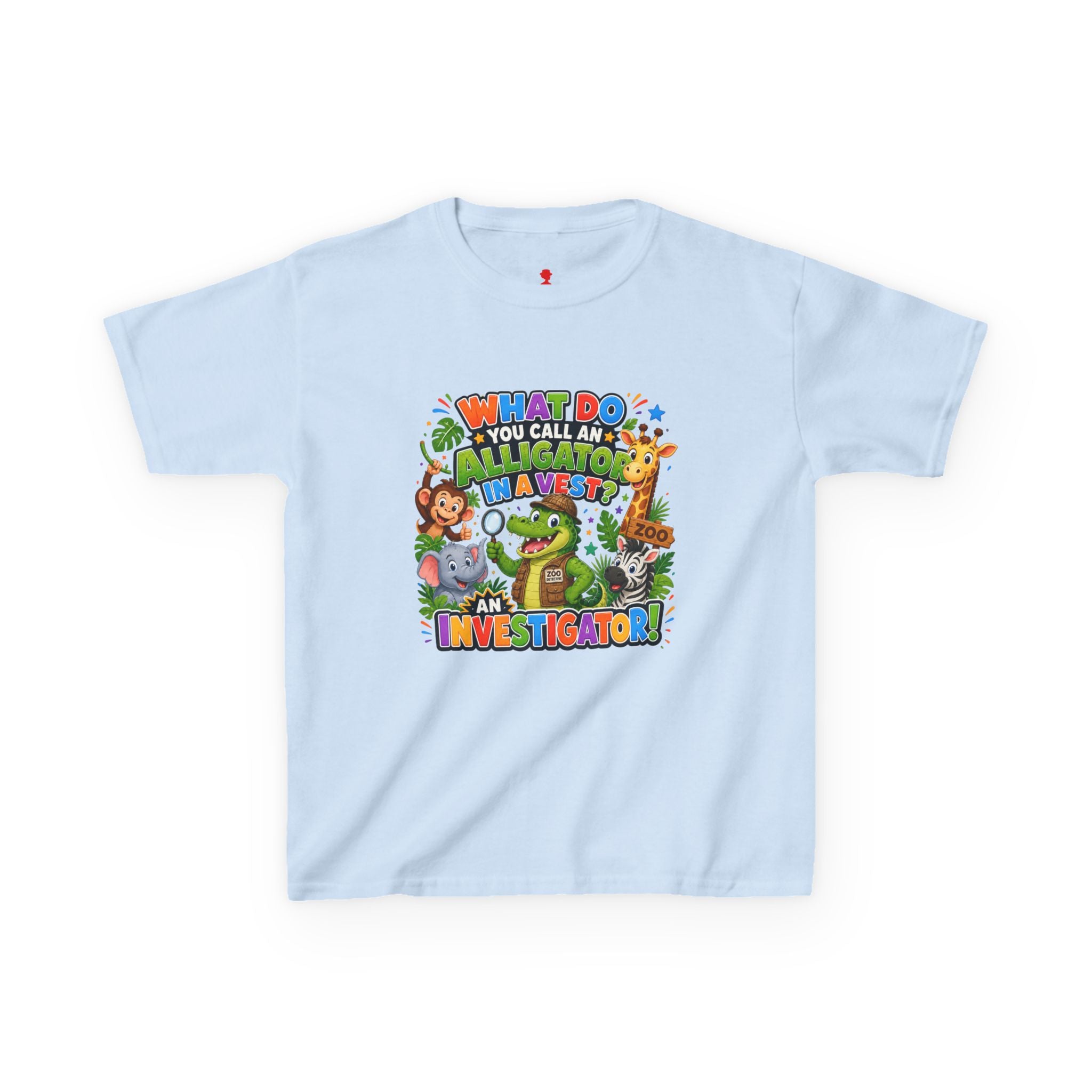 What Do You Call An Alligator? Investigator Kids T-Shirt | Cute Jungle Animals Puzzle