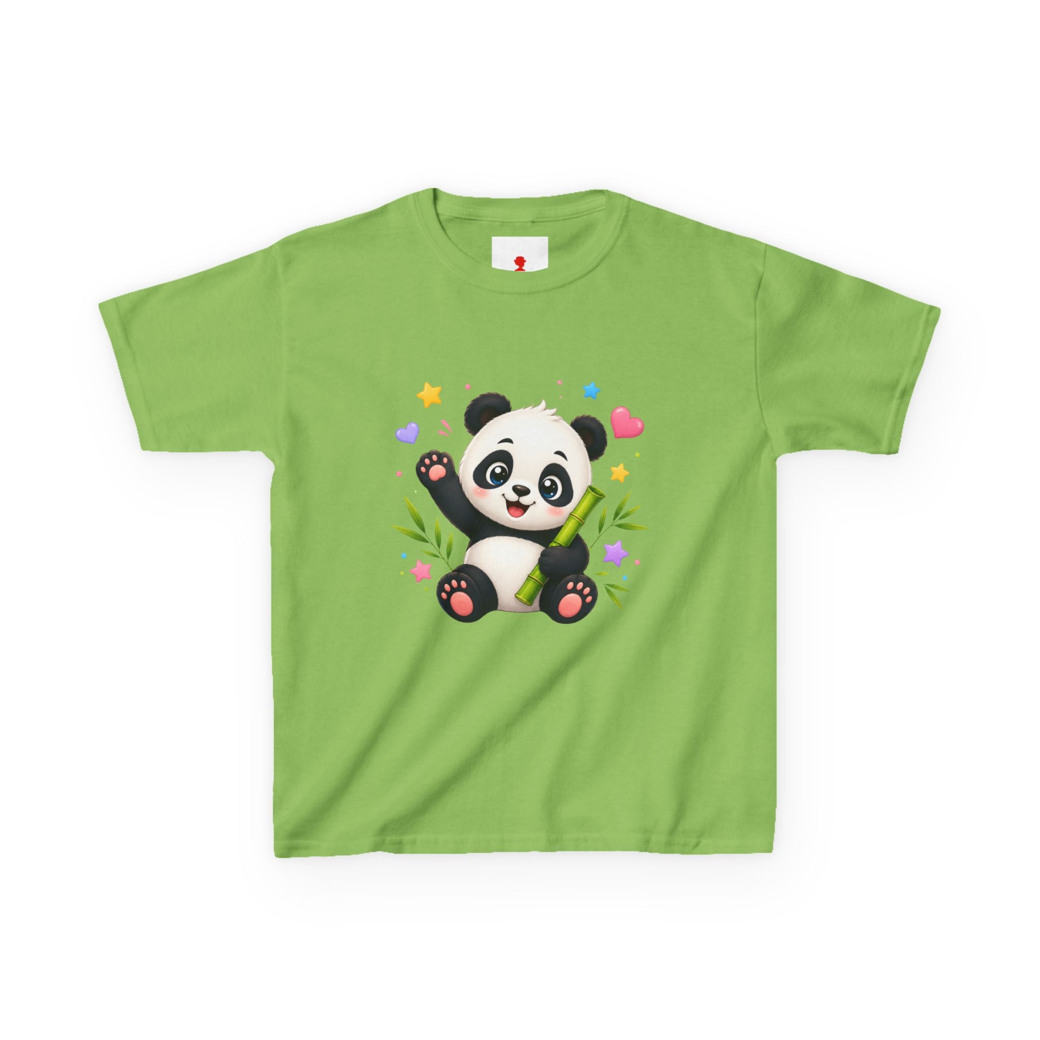 Cute Panda Kids T‑Shirt — Smiling Baby Panda with Hearts & Bamboo