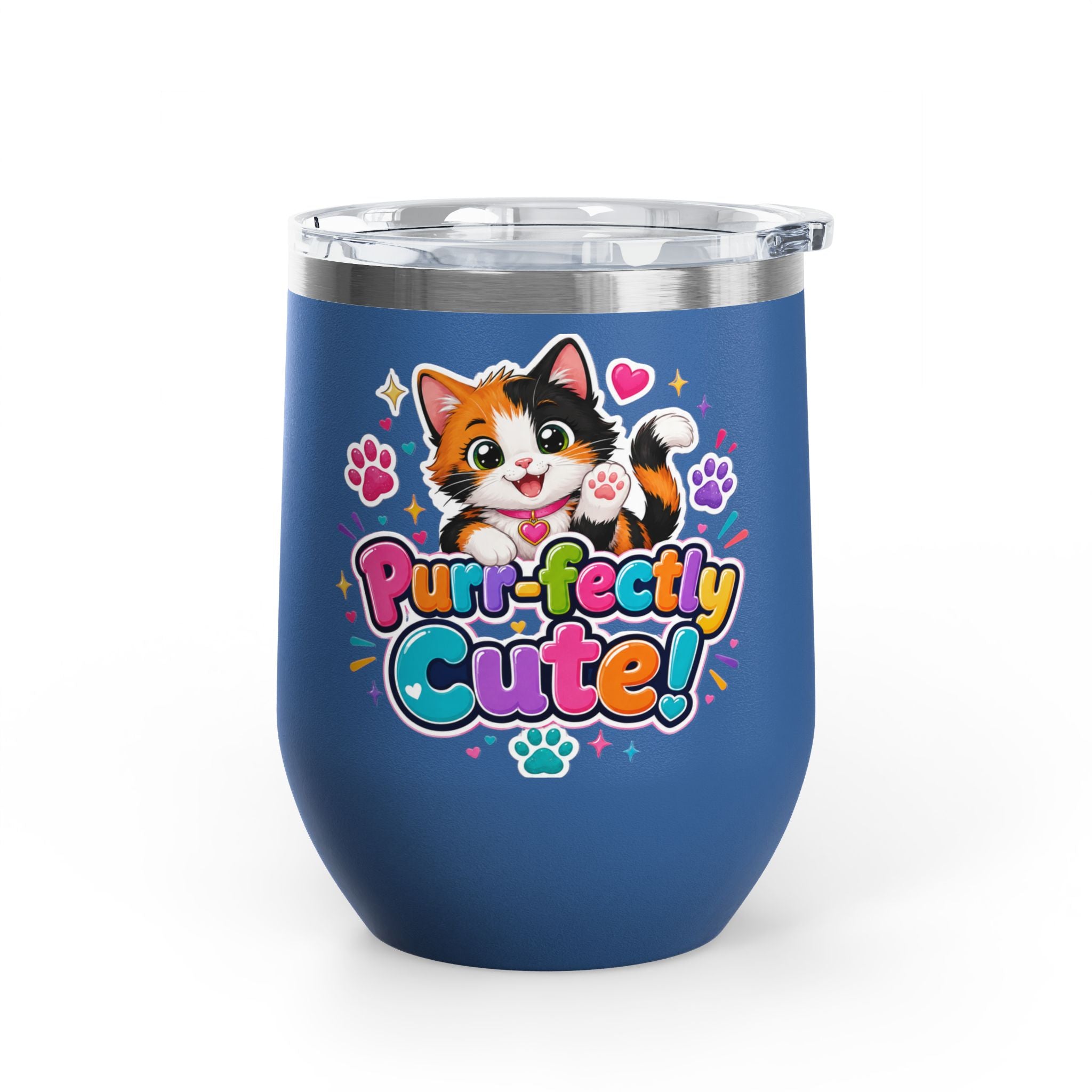 "Purr-fectly Cute!" Cat 12oz Insulated Stainless Steel Tumbler