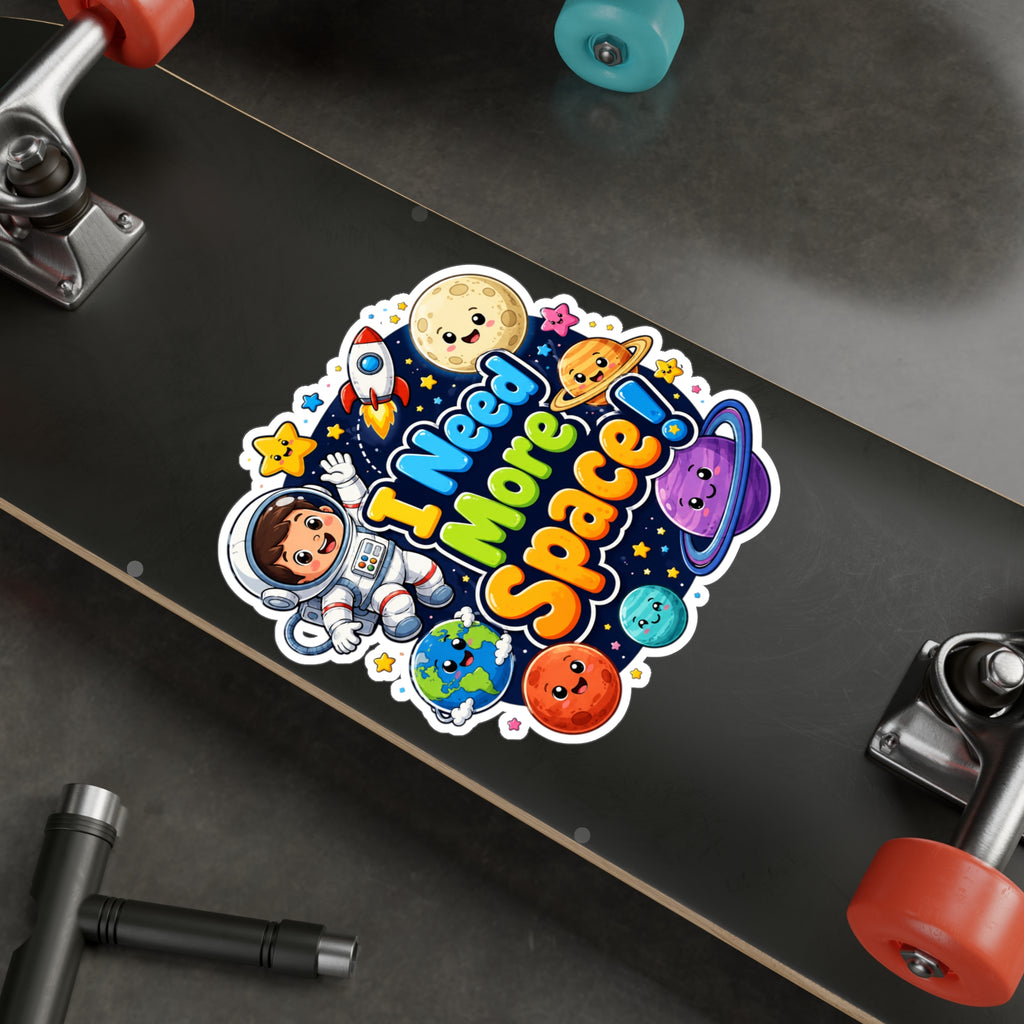 I Need More Space! Cute Space Astronaut Kiss-Cut Vinyl Sticker