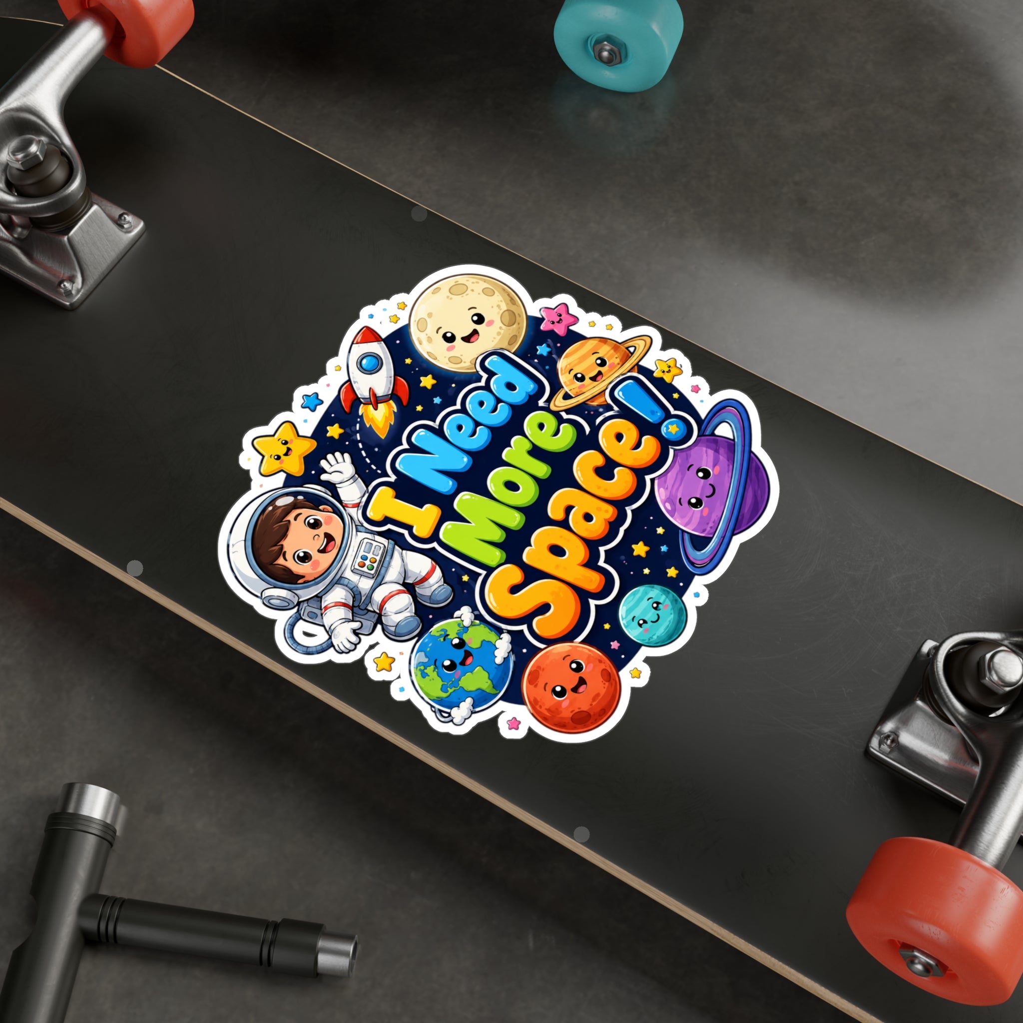I Need More Space! Cute Space Astronaut Kiss-Cut Vinyl Sticker